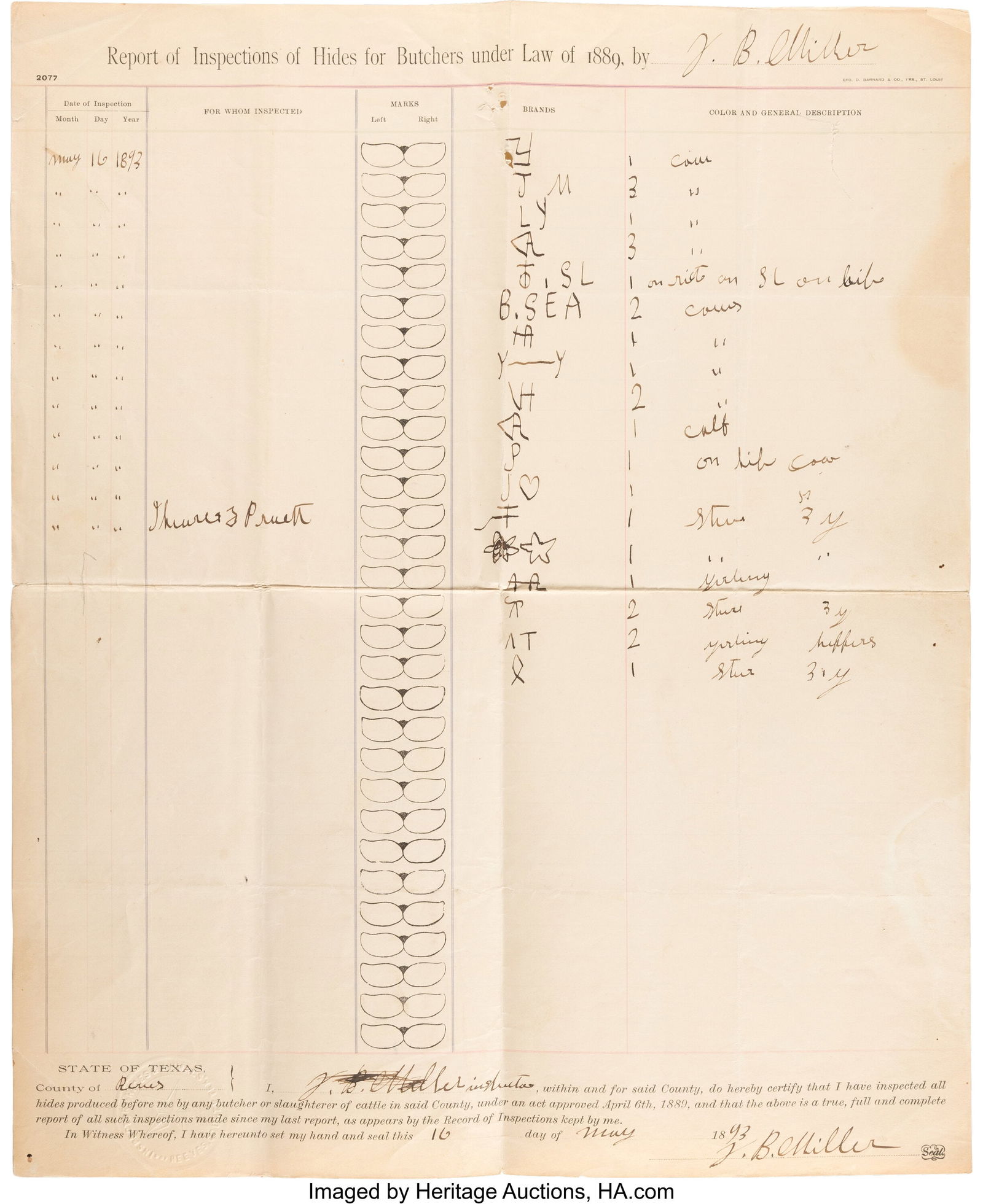 Jim "Deacon" Miller Cattle Brand Inspection Repo (1 of 2)