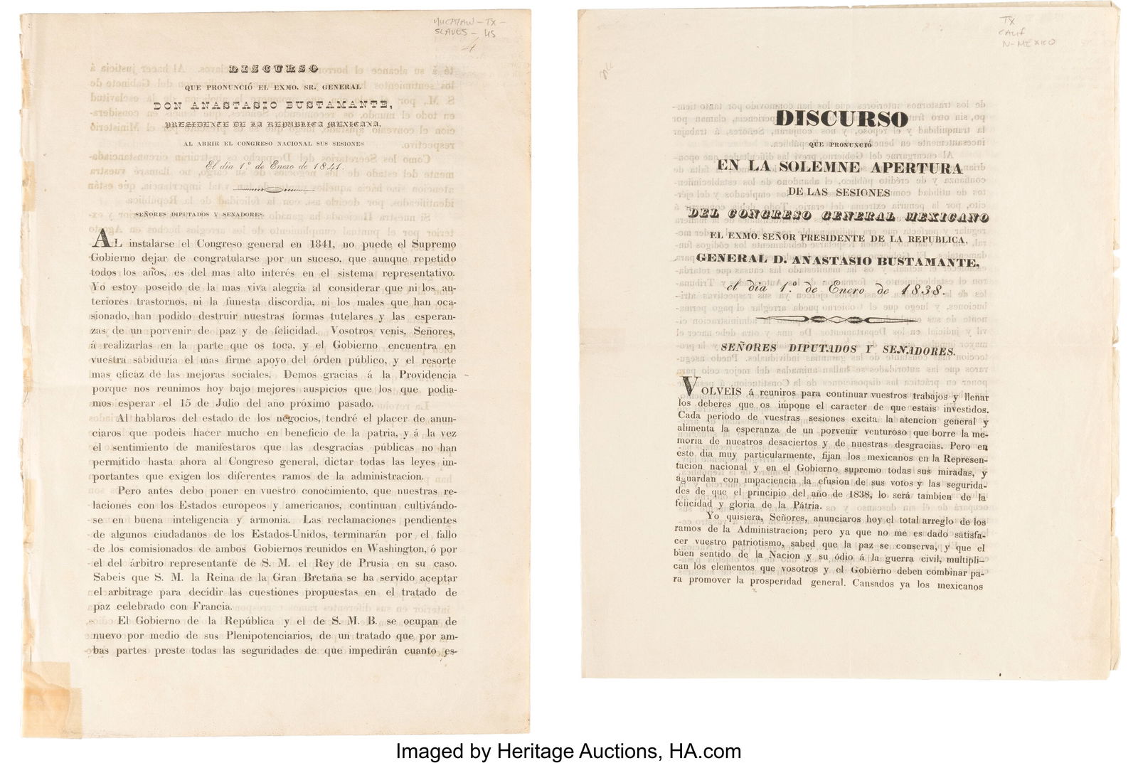 Anastasio Bustamante: Two Printed Addresses as P (1 of 1)