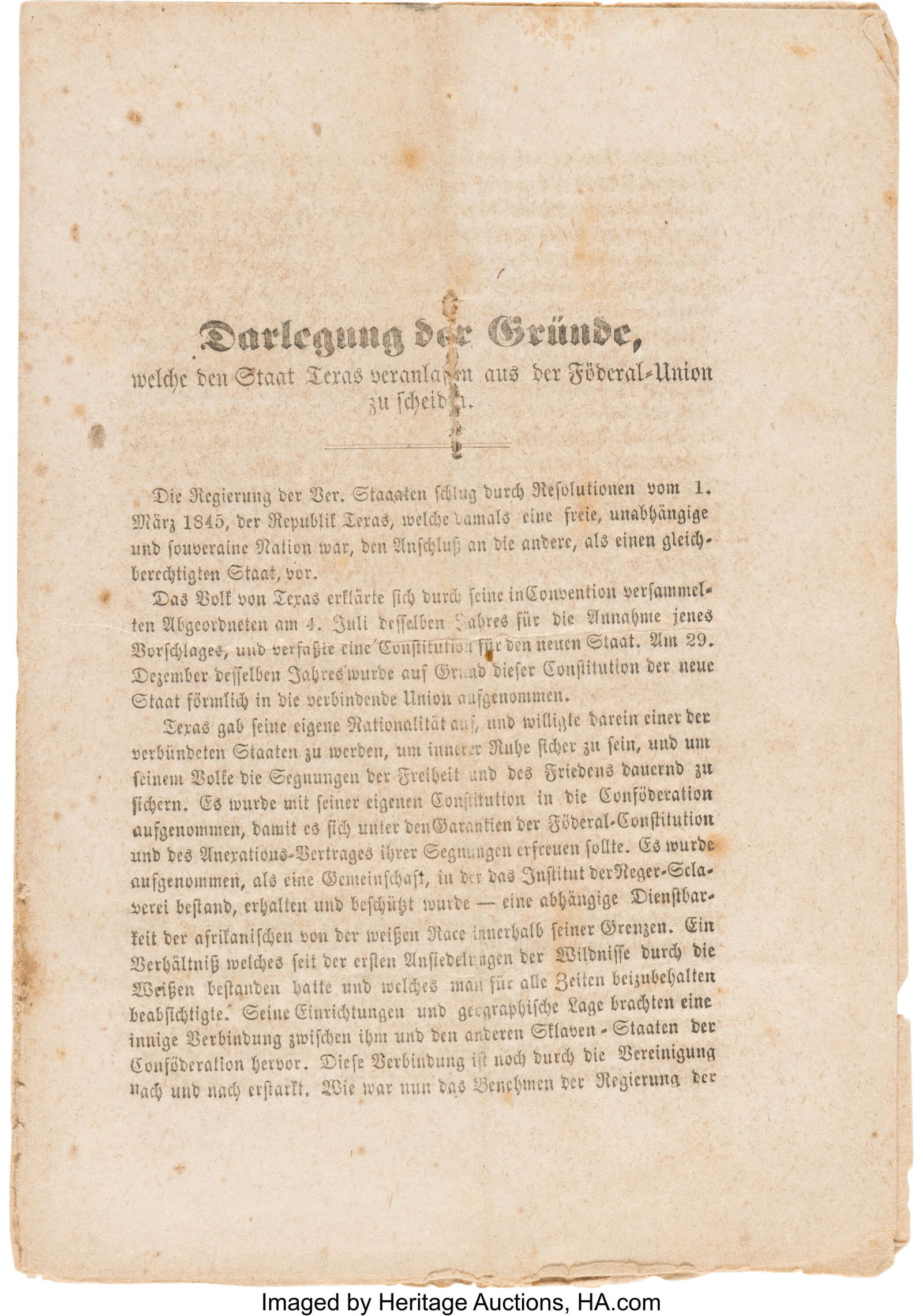 German Language Edition of Texas's "Declaration (1 of 1)