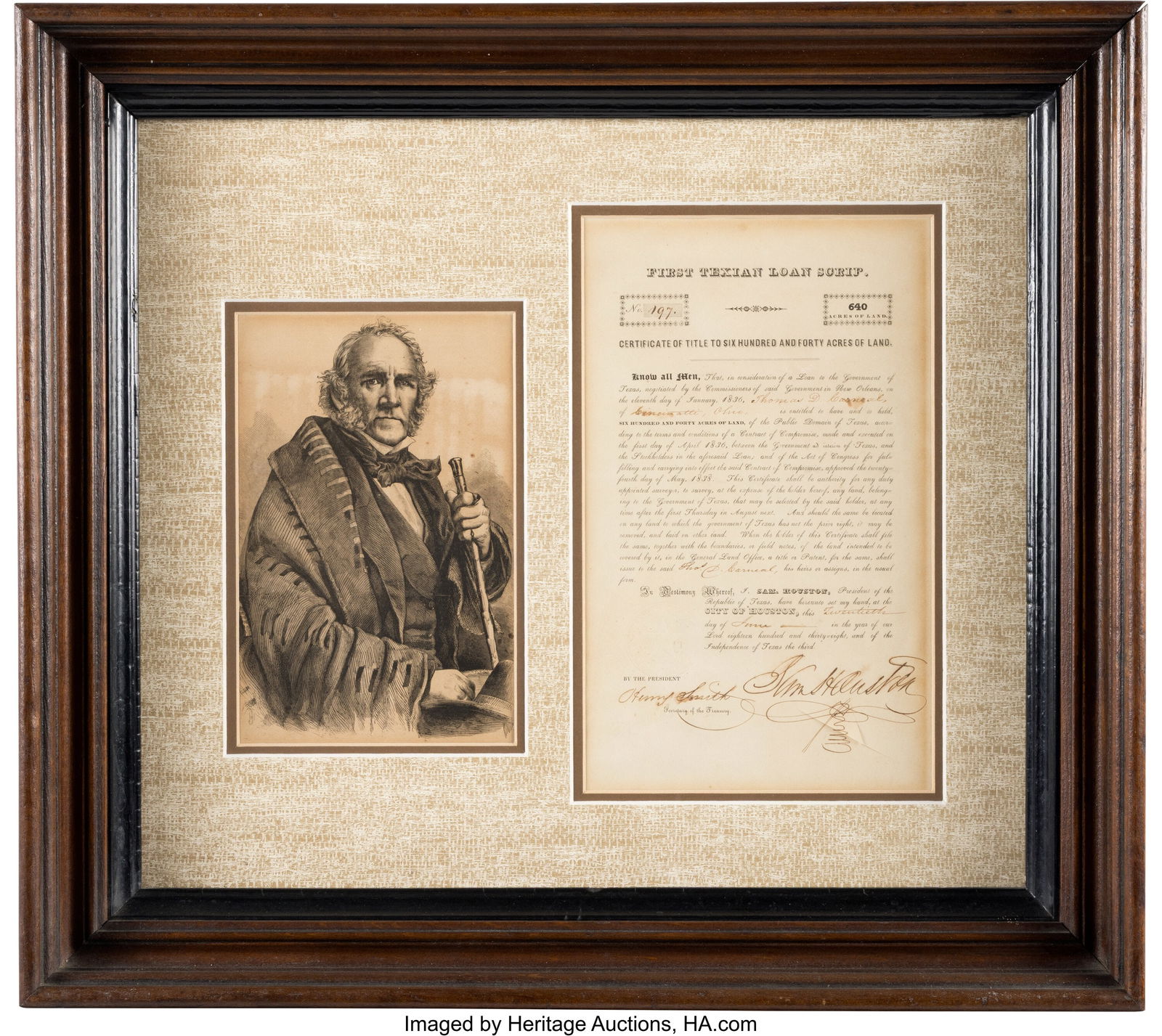 [Republic of Texas]. Sam Houston First Texian Lo (1 of 2)