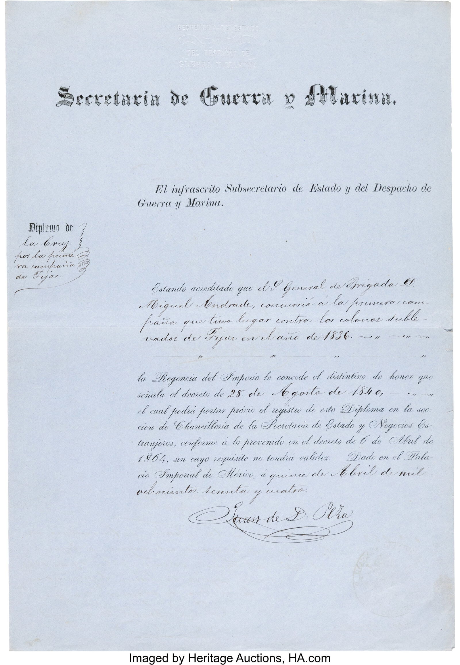 [Maximilian I]. Diploma Awarding the Cross of Se (1 of 2)