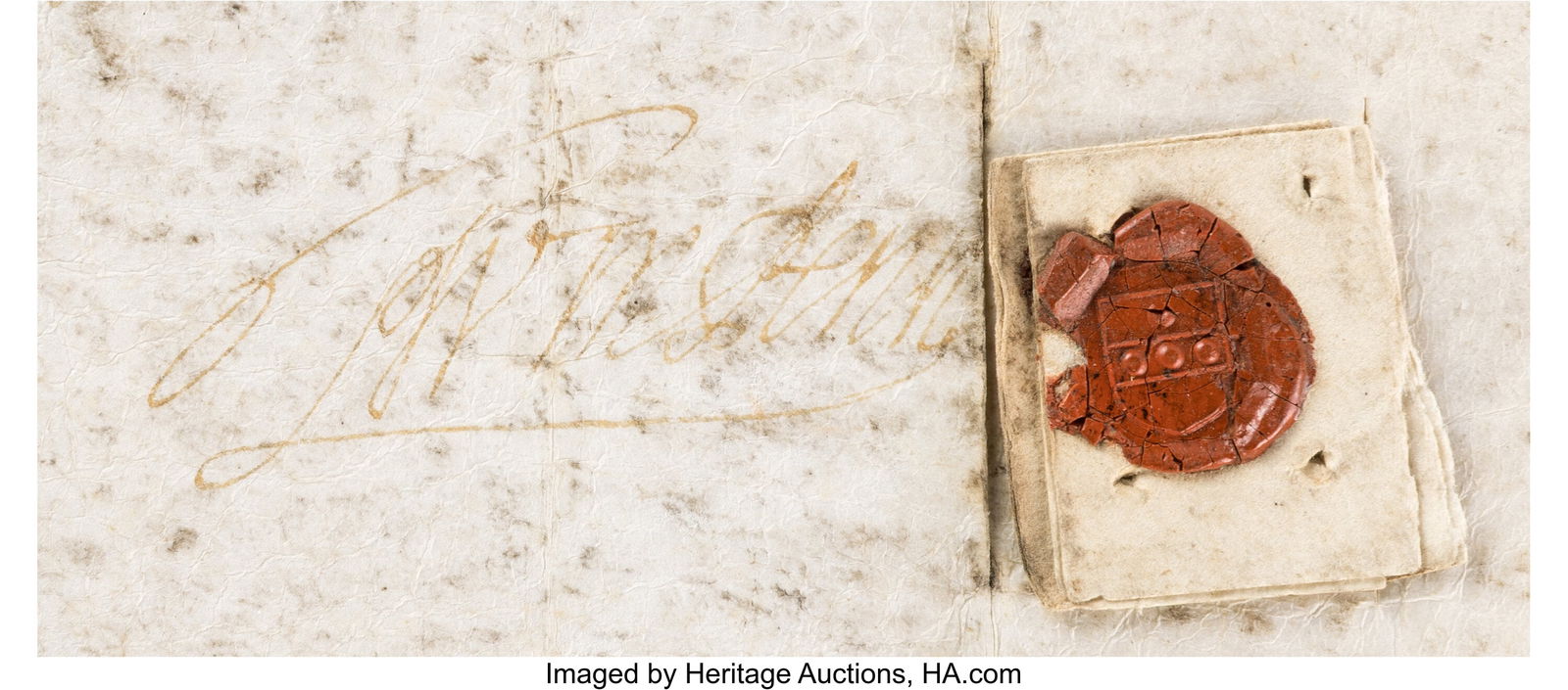 William Penn Document Signed. One partially prin - 2