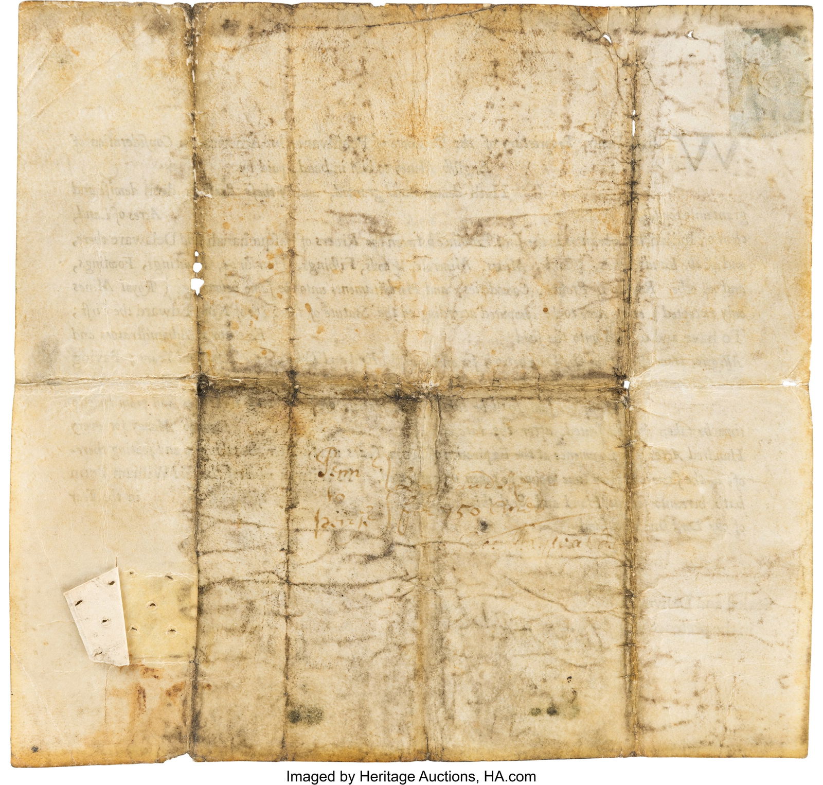 William Penn Document Signed. One partially prin - 3