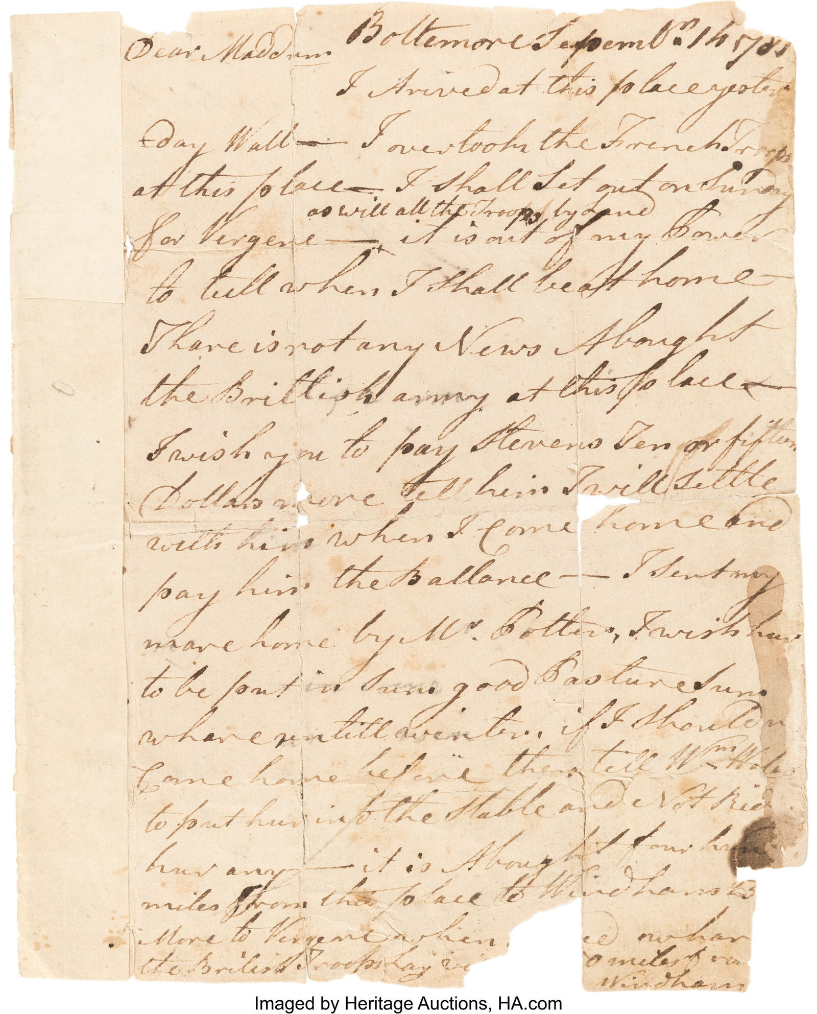 Revolutionary War Soldier's Letter by Elisha Abb (1 of 3)