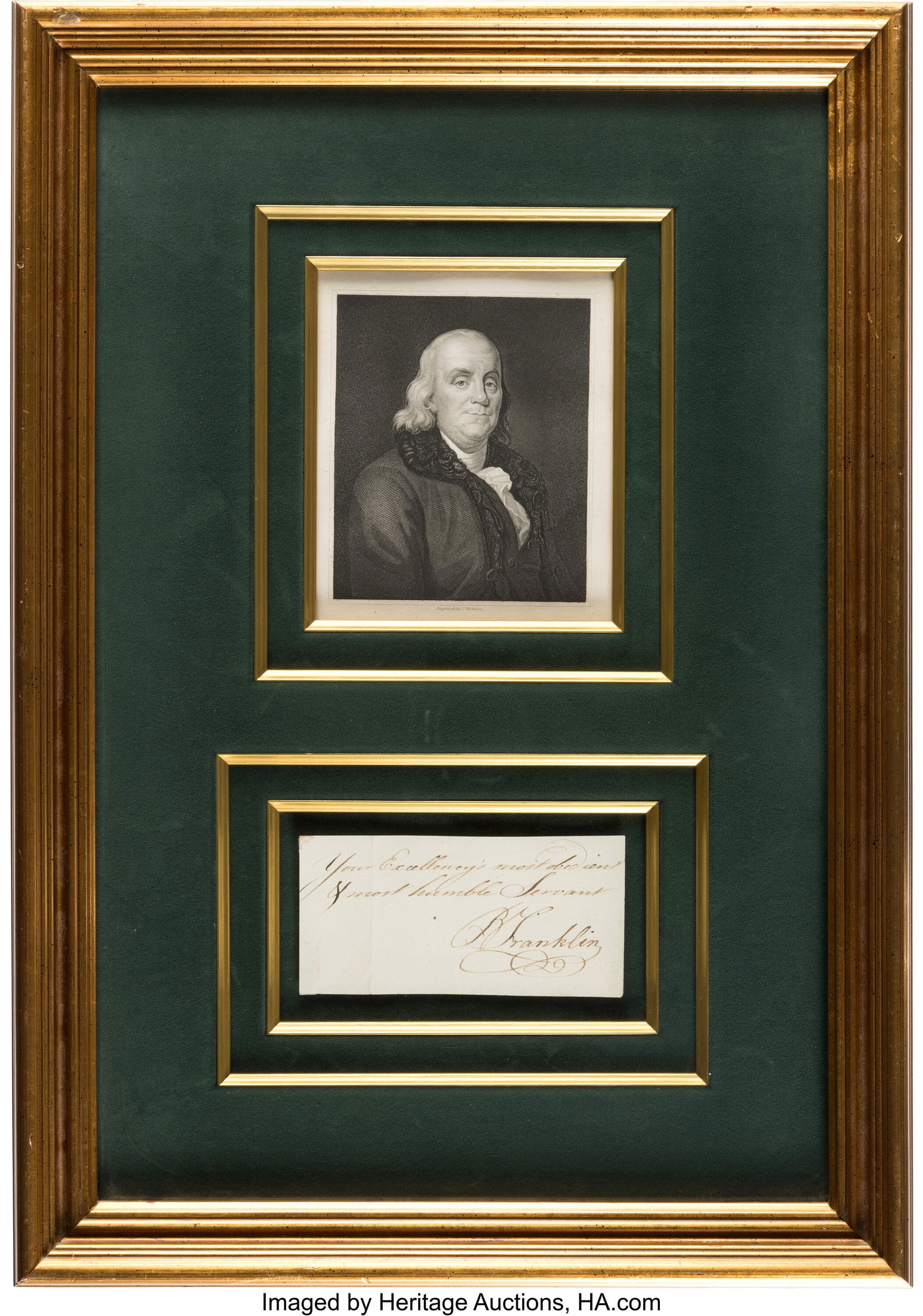 Benjamin Franklin Clipped Signature. 5 x 2 1/2 i (1 of 2)
