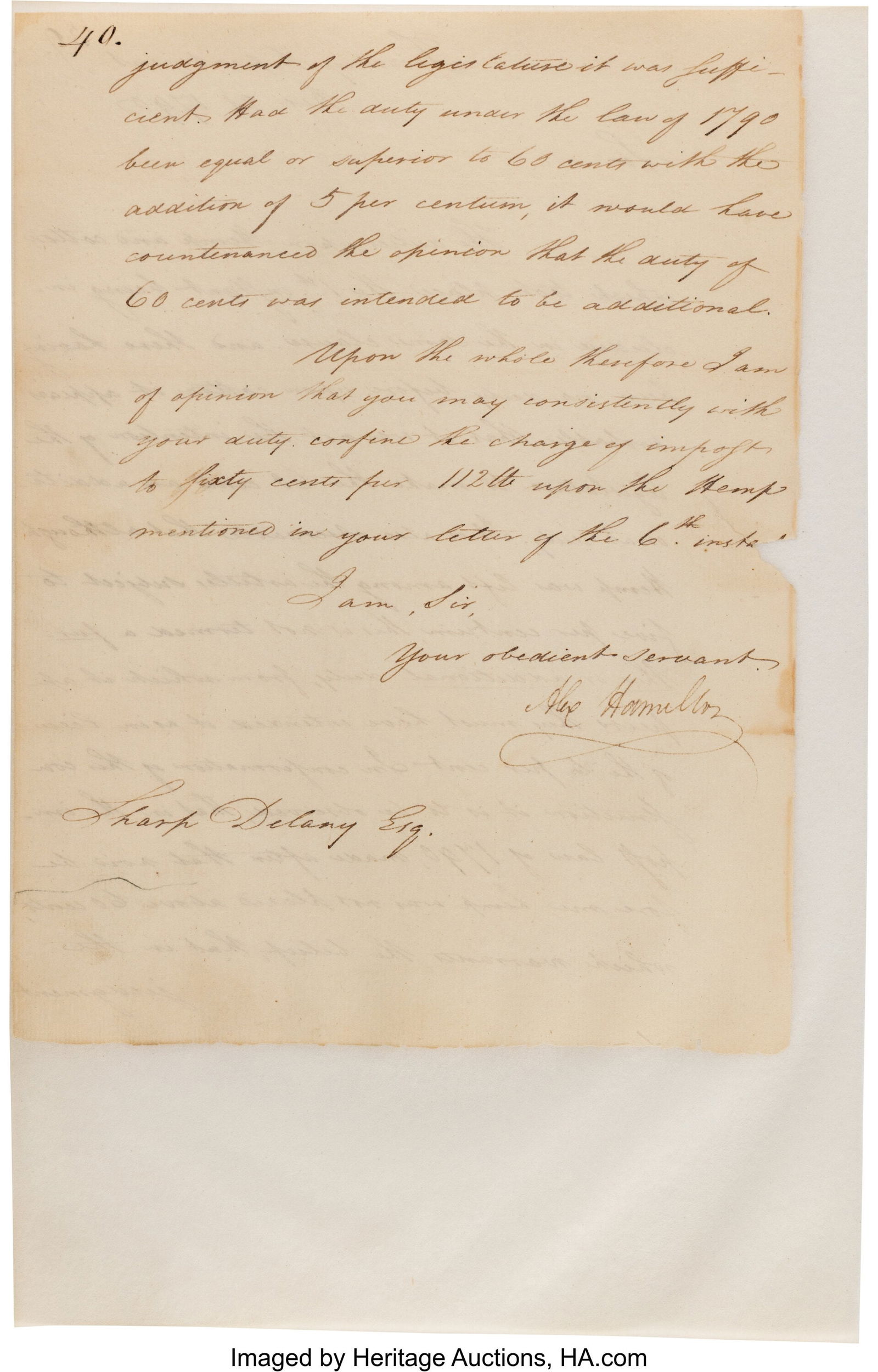 Alexander Hamilton Letter Signed. Two pages, 7 1 (1 of 2)