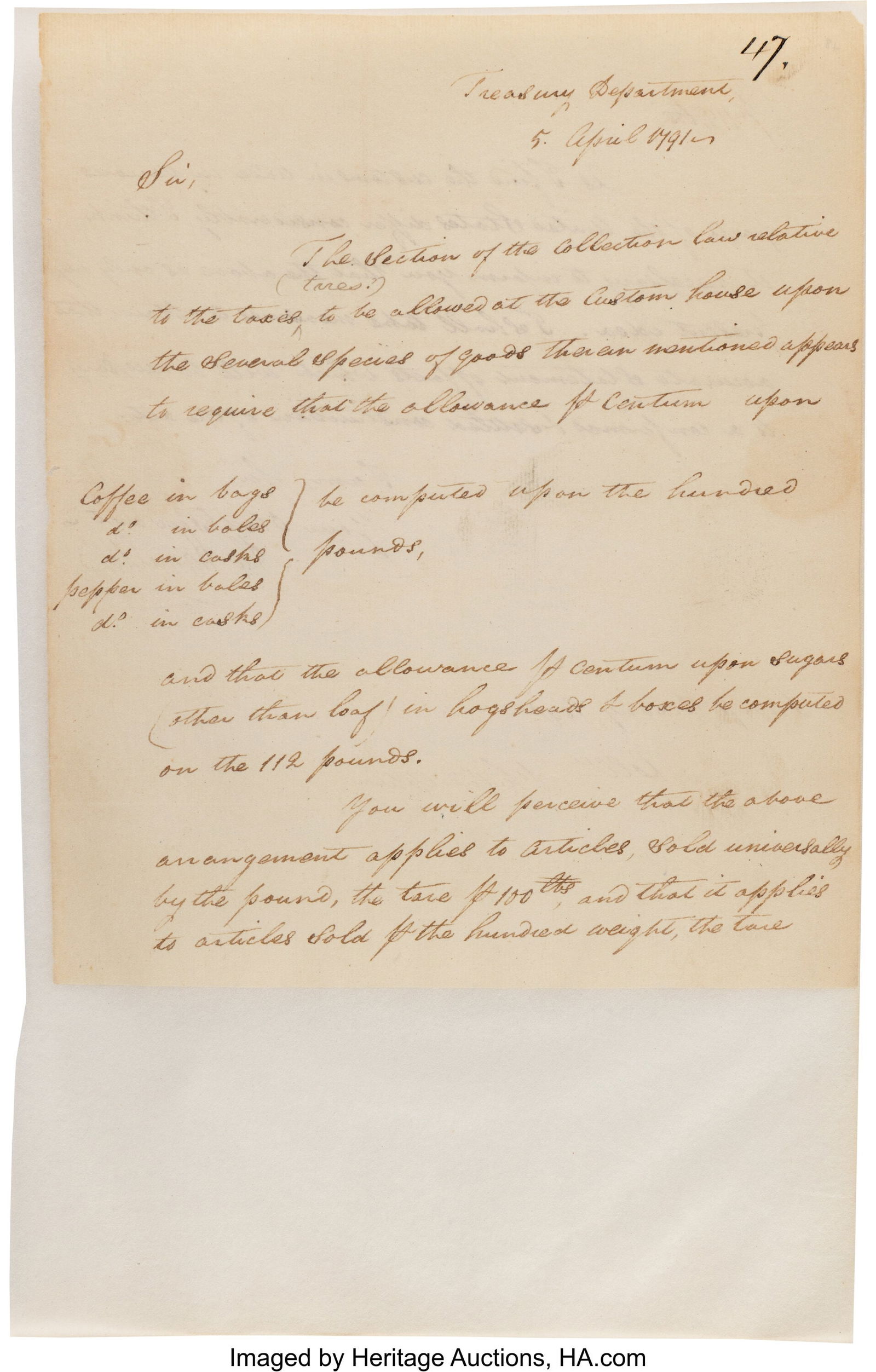 Alexander Hamilton Letter Signed. Two pages, 7 3 (1 of 2)