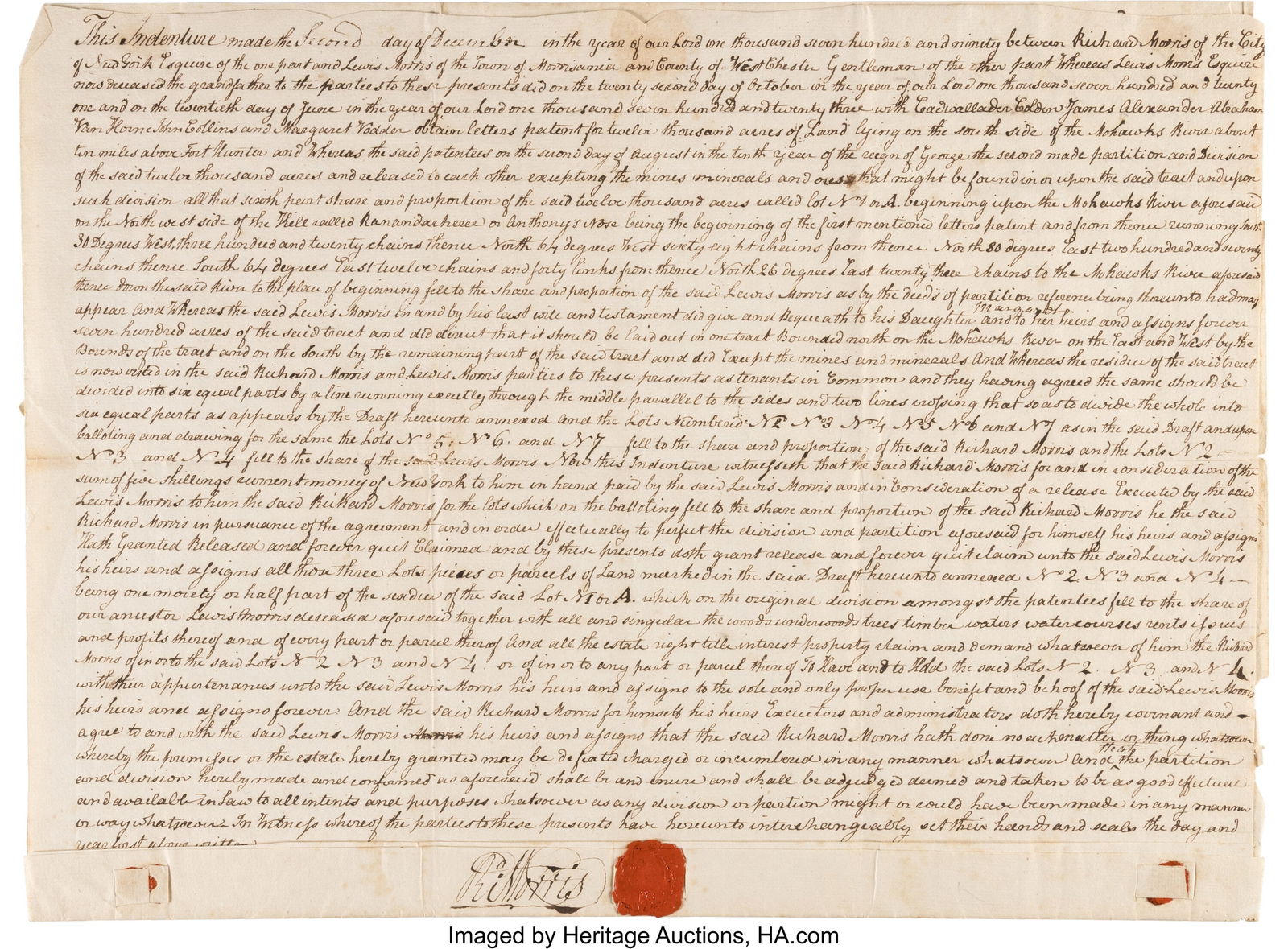 Declaration Signer Lewis Morris Autograph Docume (1 of 2)