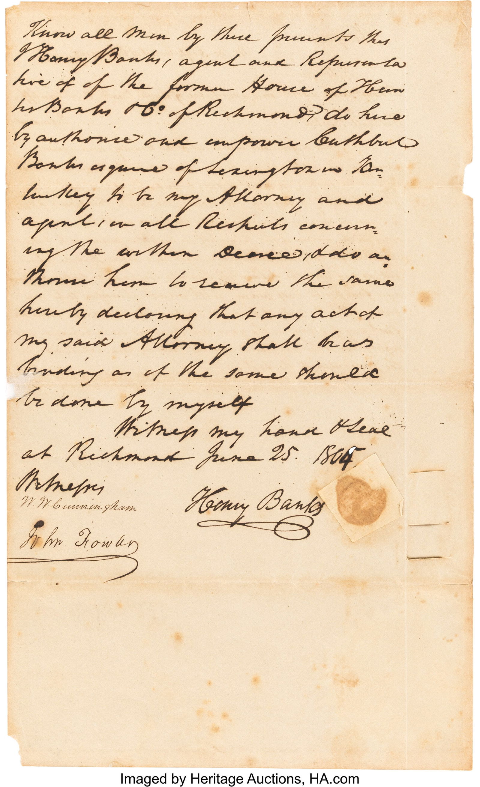 Declaration Signer George Wythe Document Signed. - 2