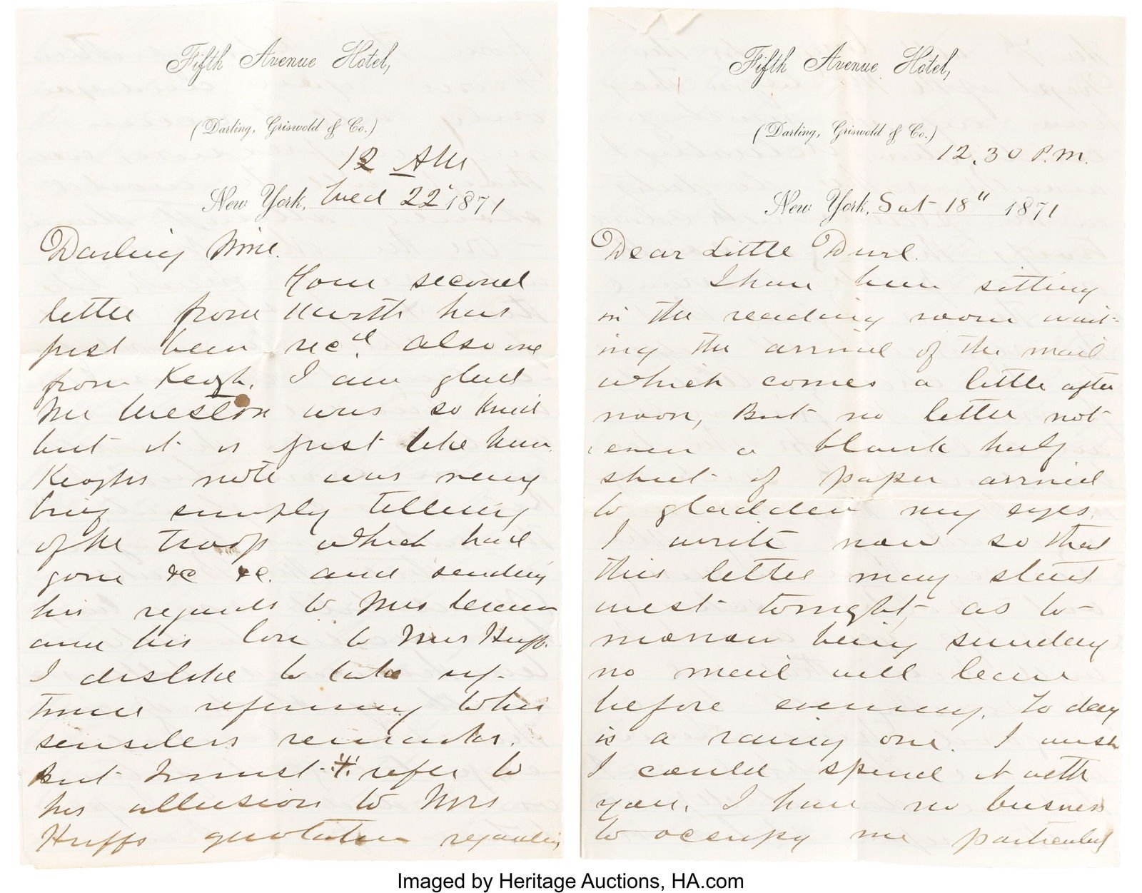 George A. Custer Partial Autograph Letters (2). (1 of 5)