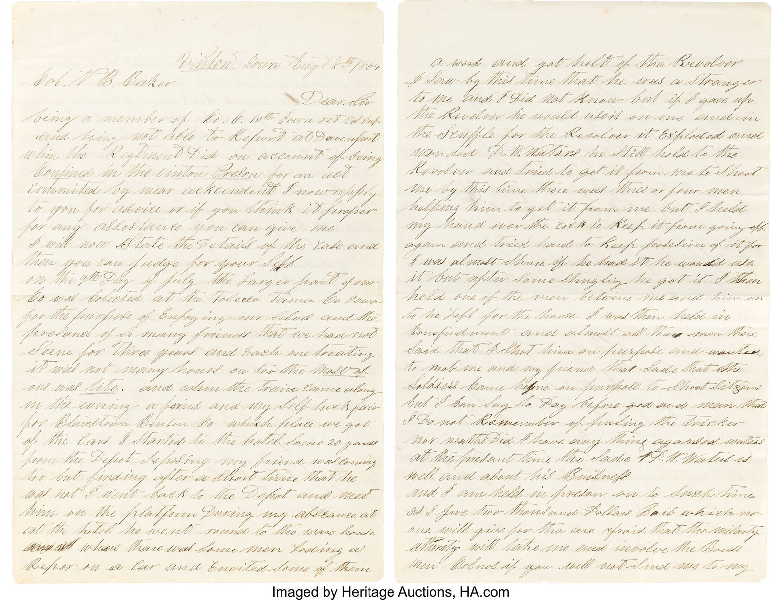 Civil War Soldier's Letter by Thomas J. Brannan (1 of 2)