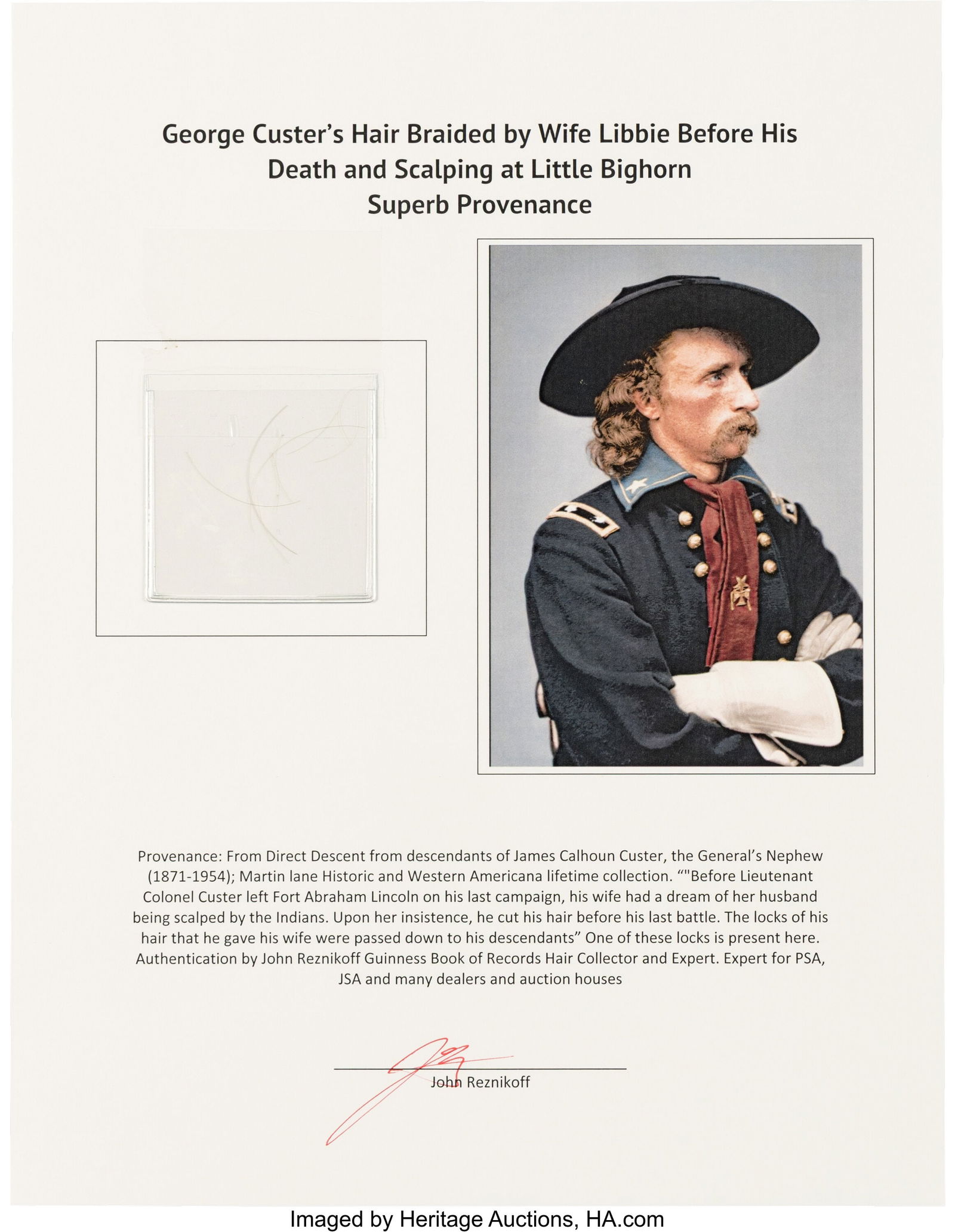 Strands of George A. Custer's Hair. Small plasti (1 of 1)