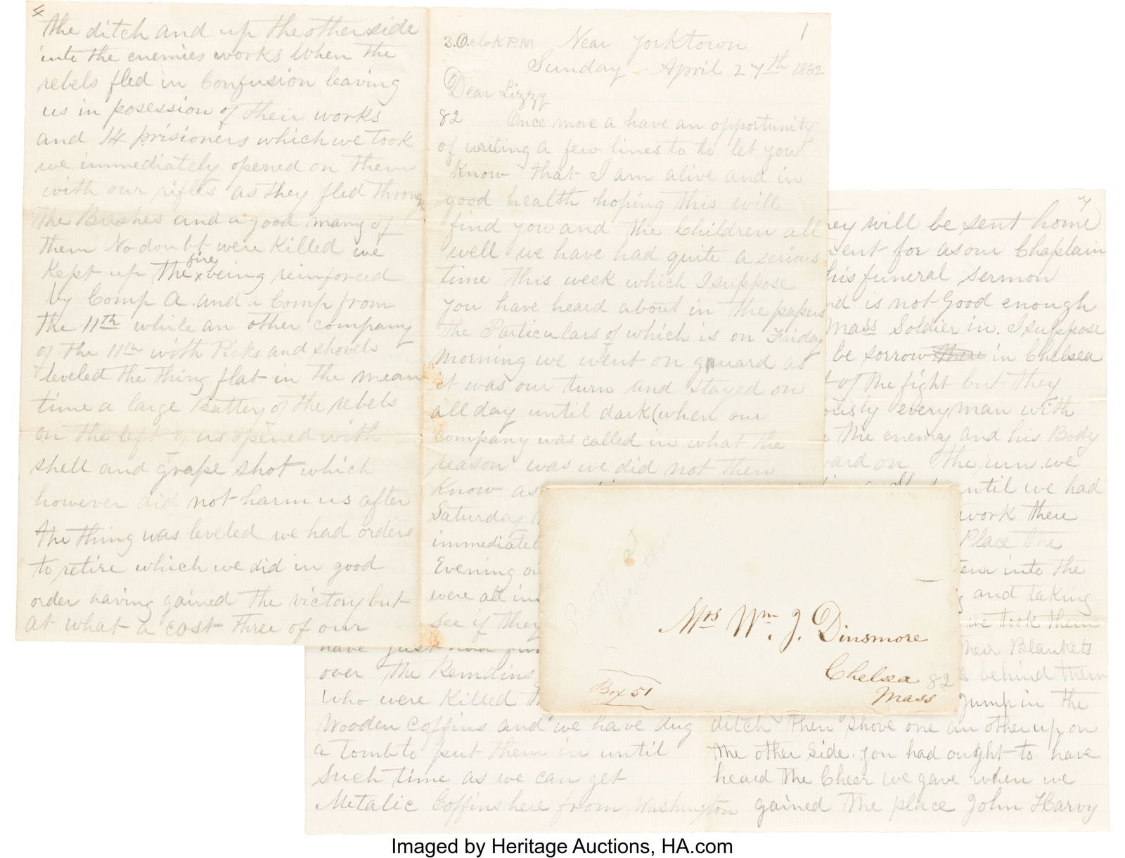 Civil War Soldier's Letter by William J. Dinsmor (1 of 4)