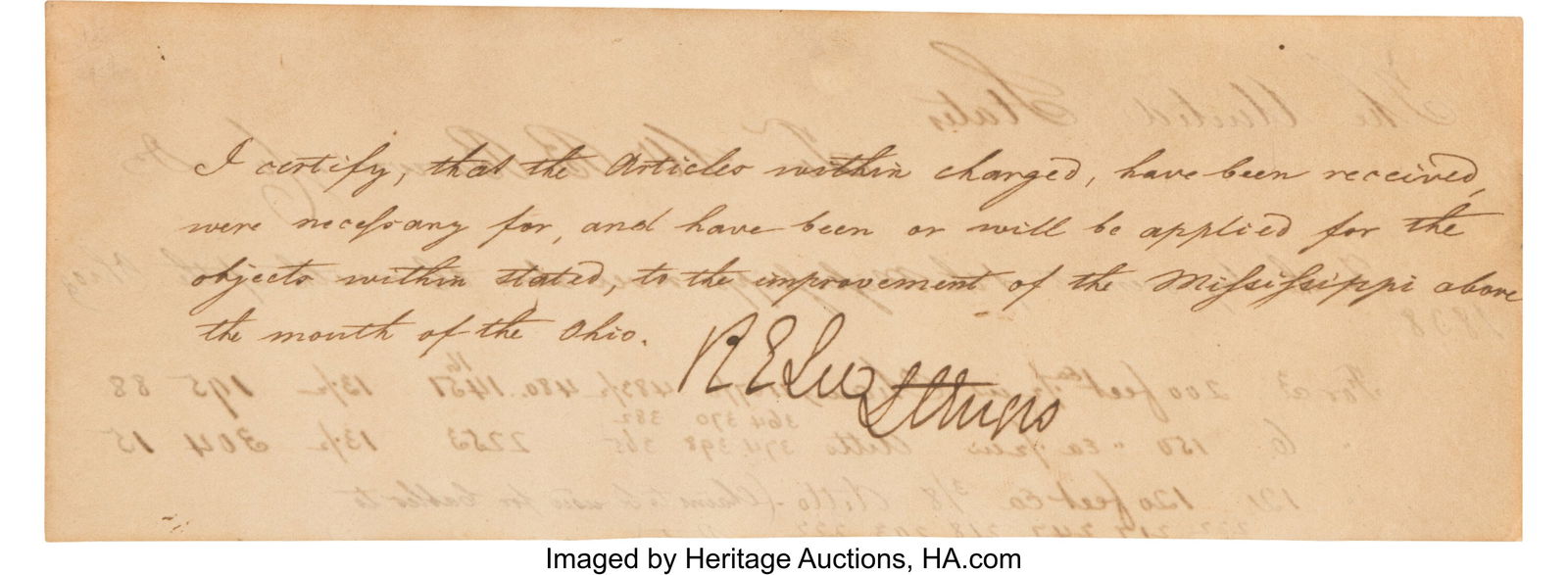 Robert E. Lee Partial Document Signed. One parti (1 of 2)