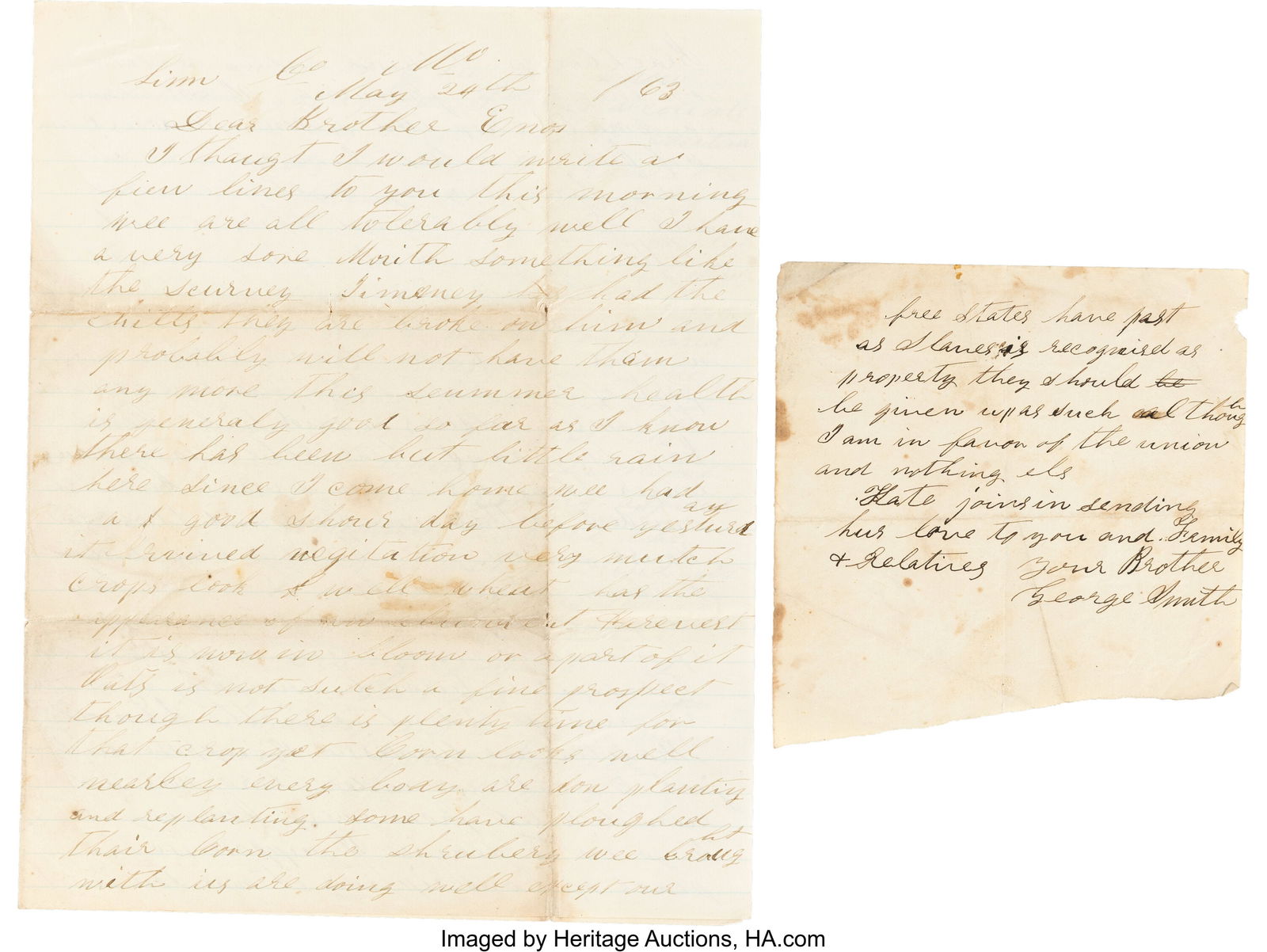 [Civil War]. Letter from the Home Front with Bus (1 of 2)