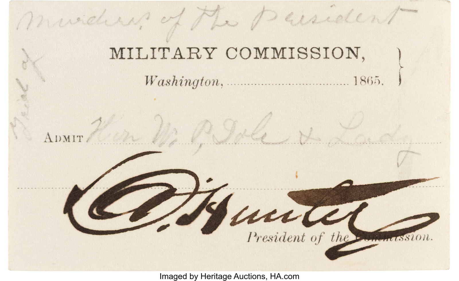 [Abraham Lincoln's Assassination]. Pass to Consp (1 of 3)