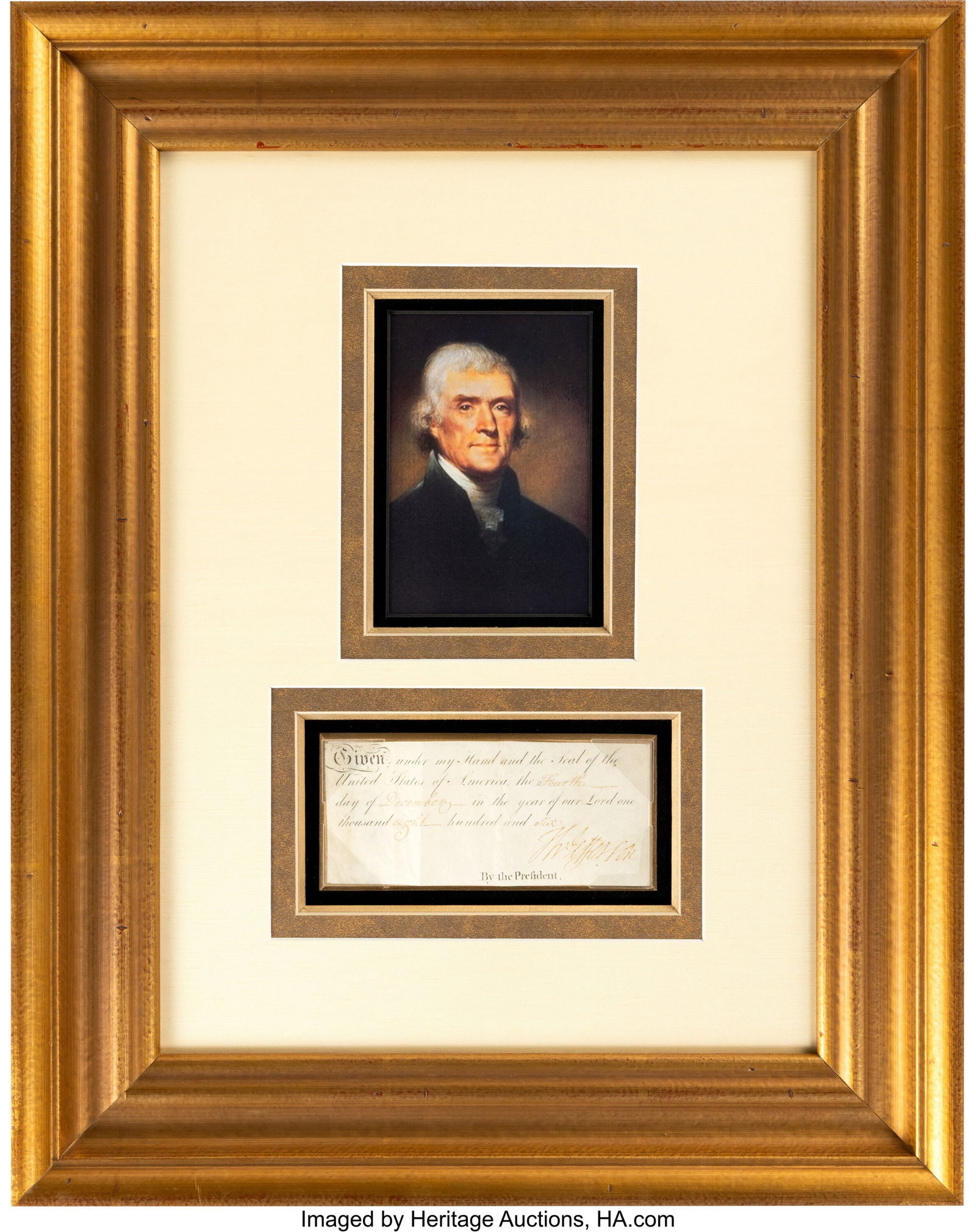 Thomas Jefferson Clipped Signature. 6 1/2 x 3 in (1 of 2)