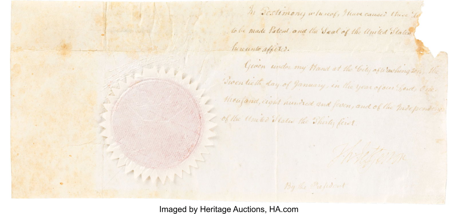 Thomas Jefferson Clipped Signature. 11 x 5 1/4 i (1 of 2)