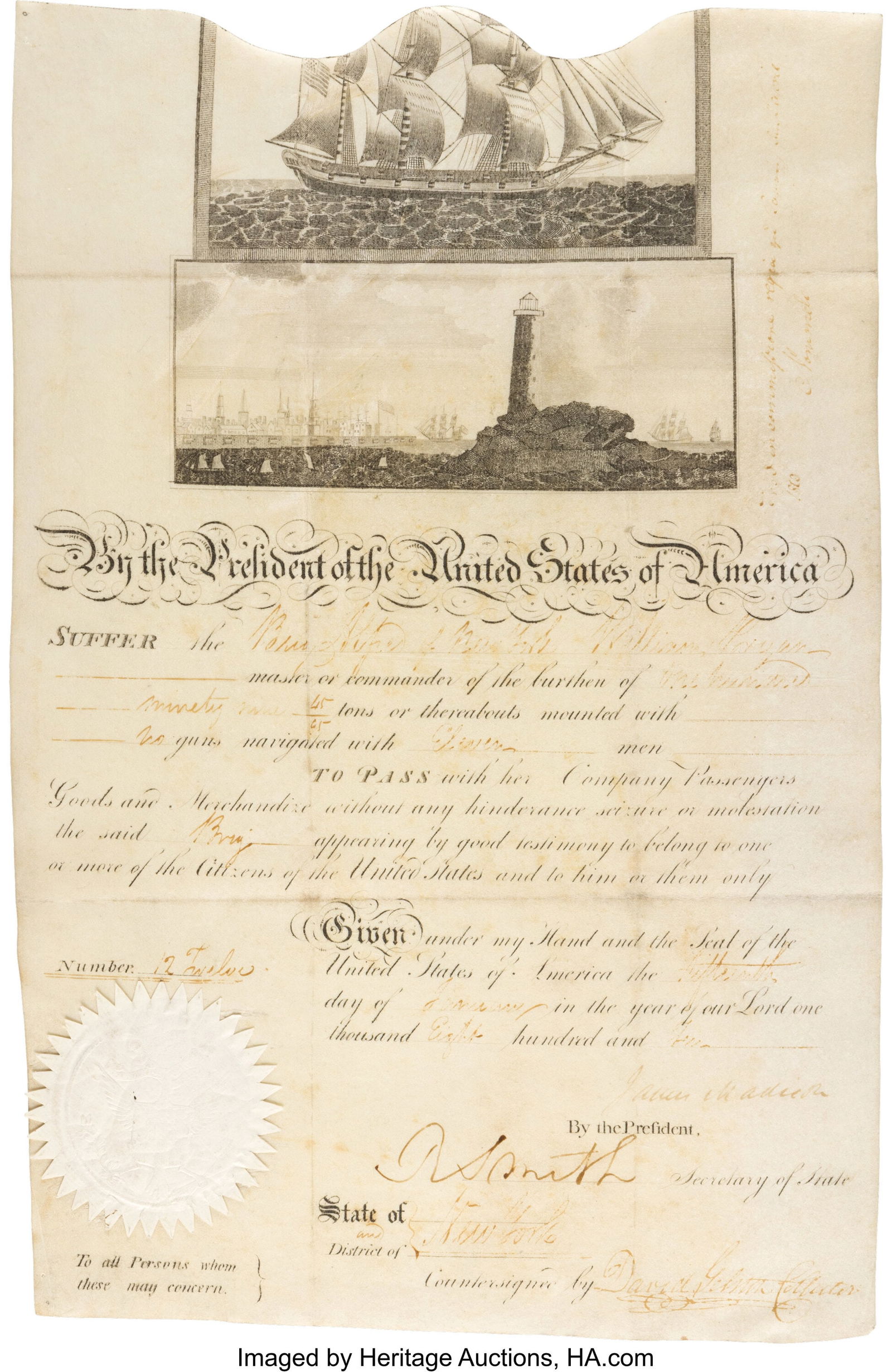 James Madison Scallop Top Ship's Passport Signed (1 of 1)