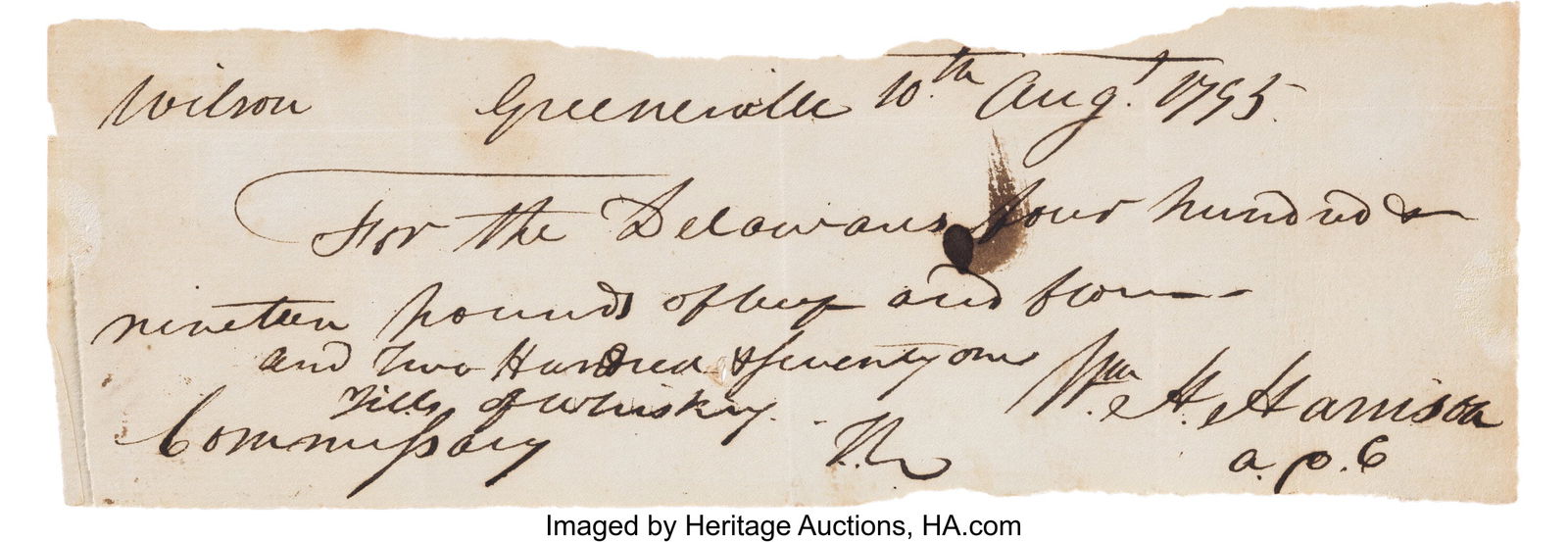 William Henry Harrison Document Signed. One page (1 of 1)