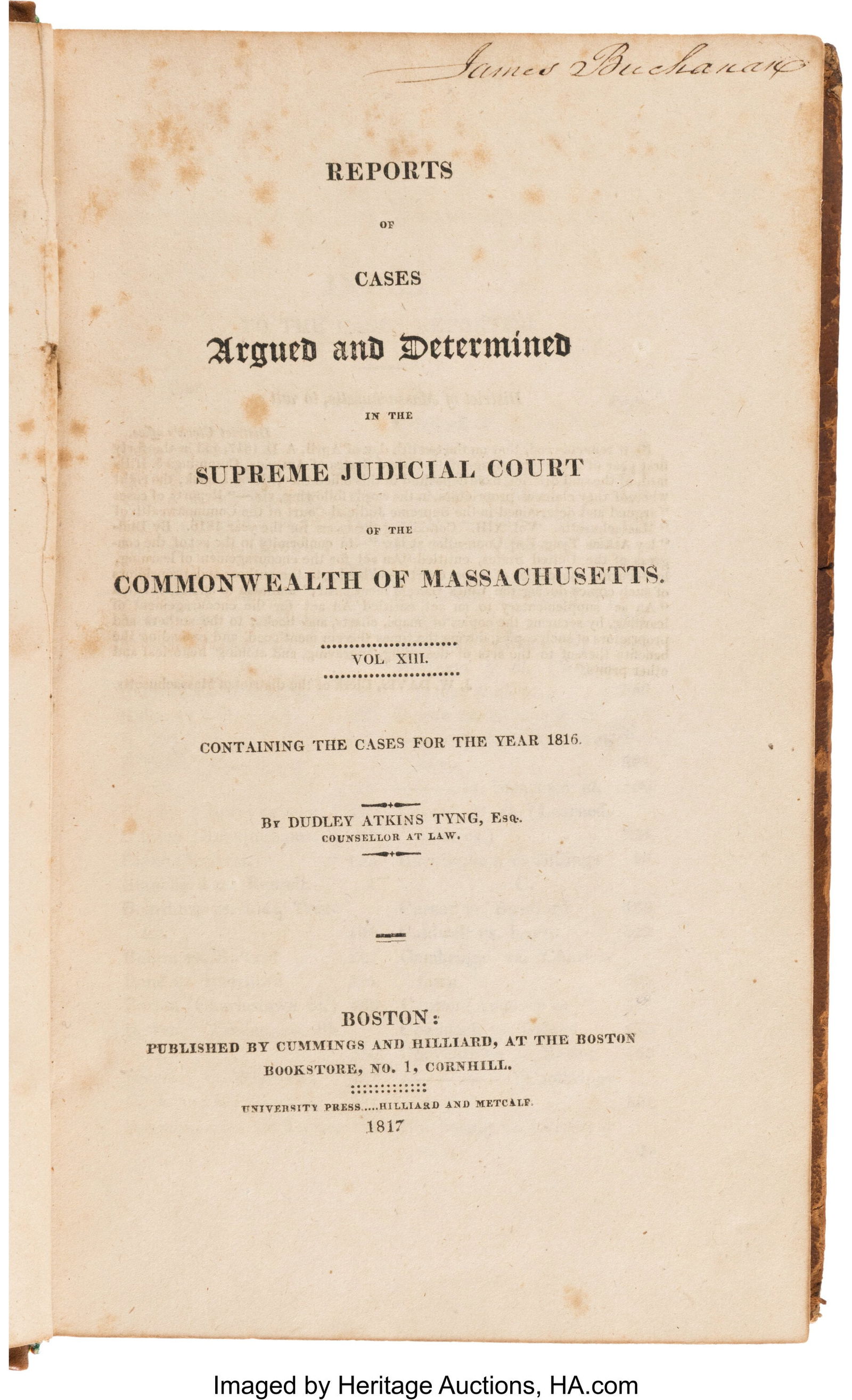 James Buchanan Signed Copy of Reports of Cases A (1 of 2)