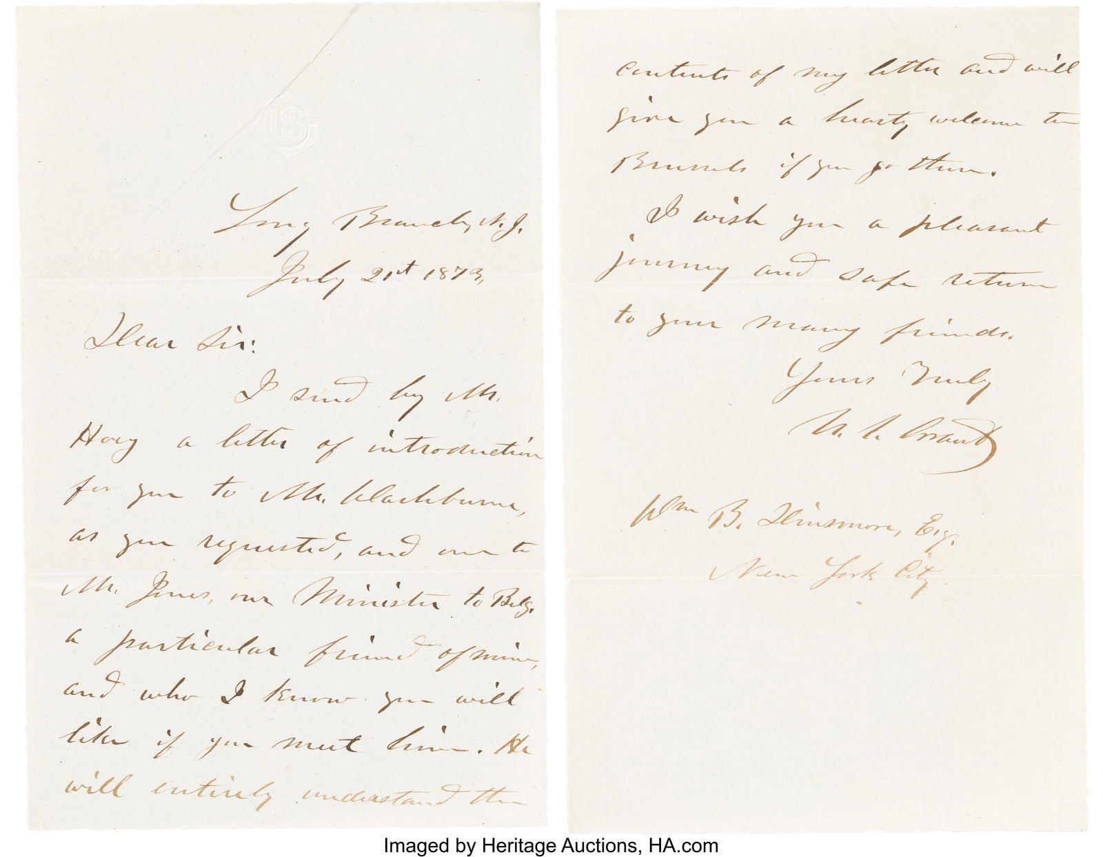 Ulysses S. Grant Autograph Letter Signed. Two pa (1 of 1)