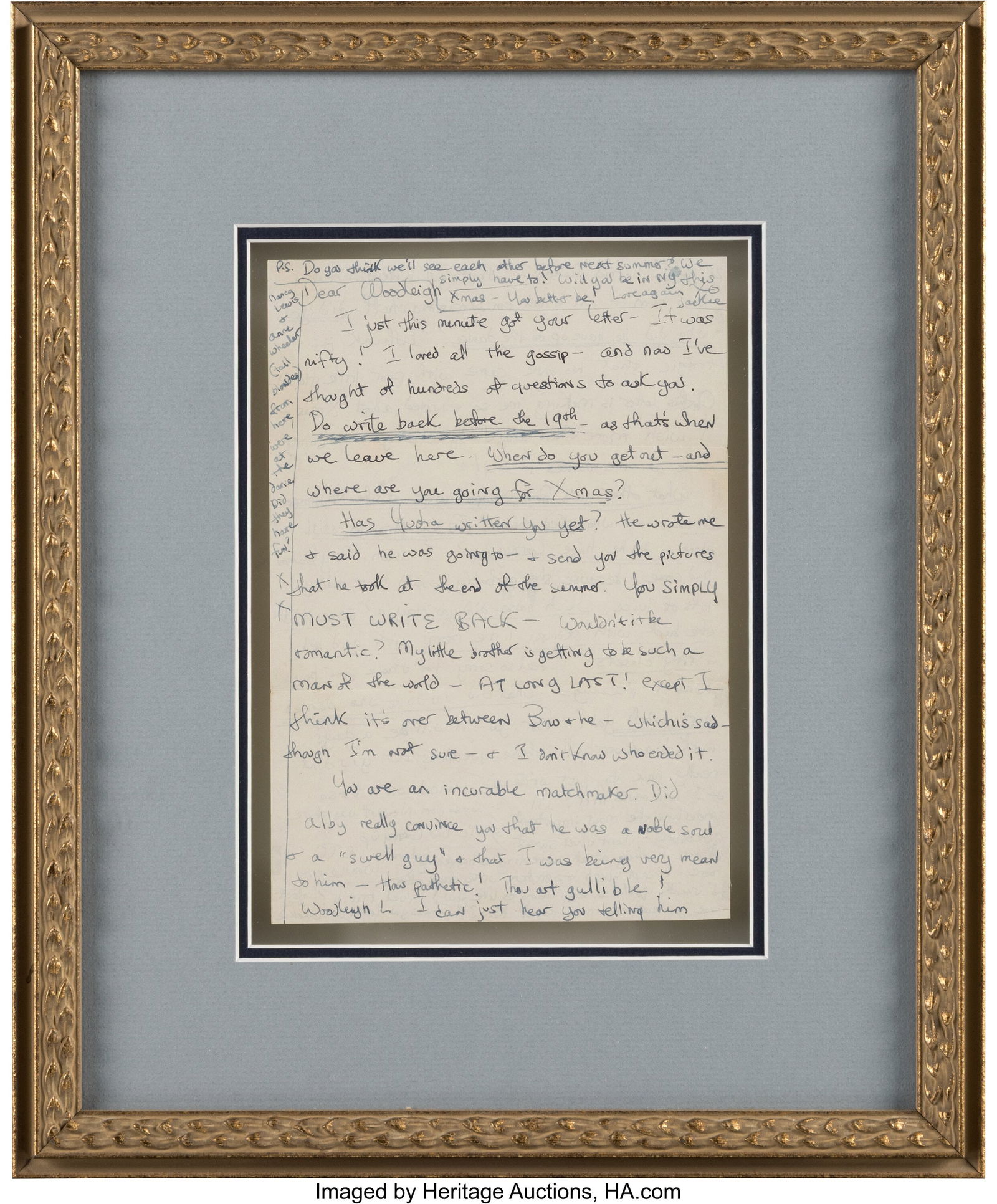 Jacqueline Kennedy Autograph Letter Signed Twice (1 of 2)