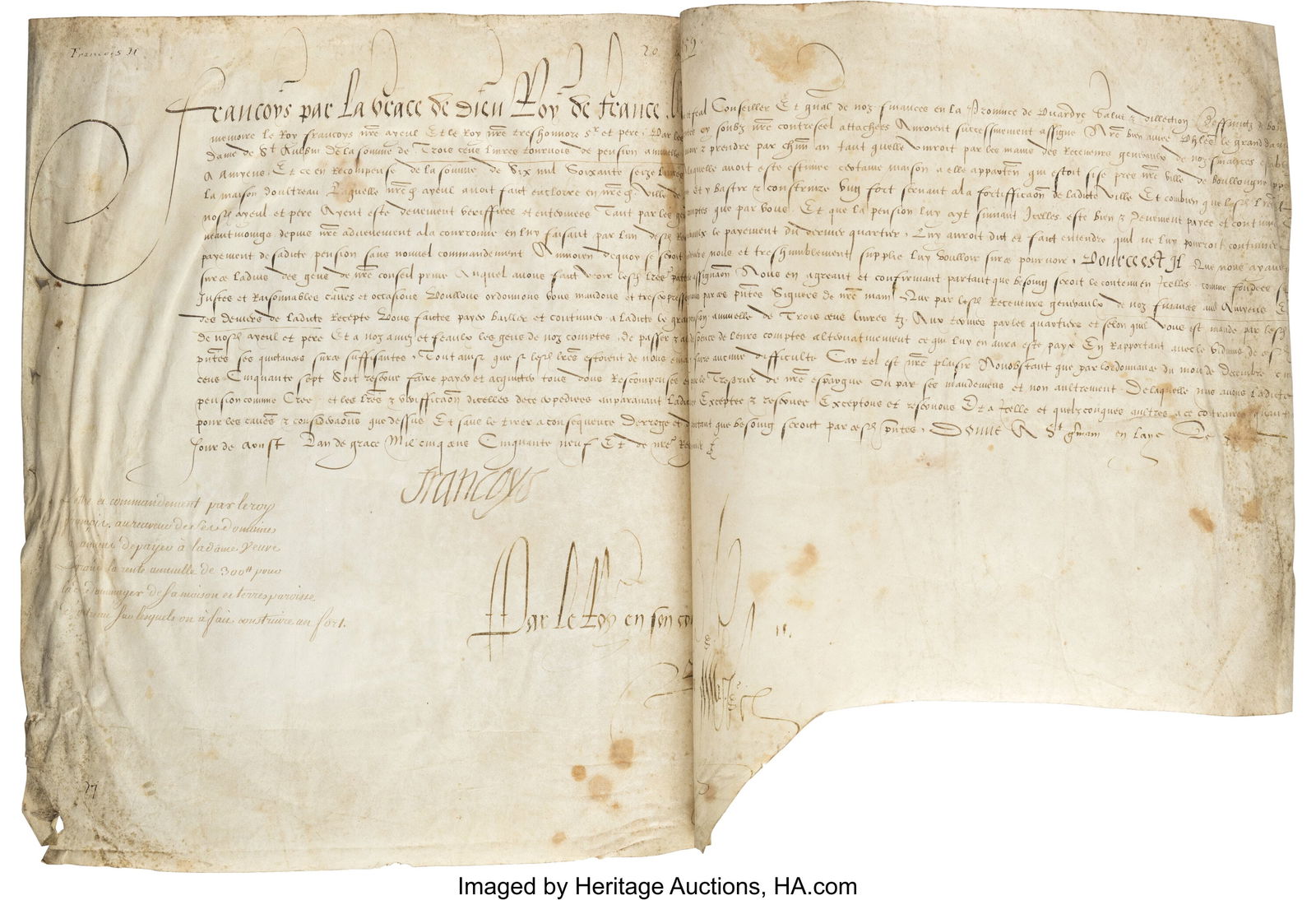 King Francis II of France Document Signed. One p (1 of 1)