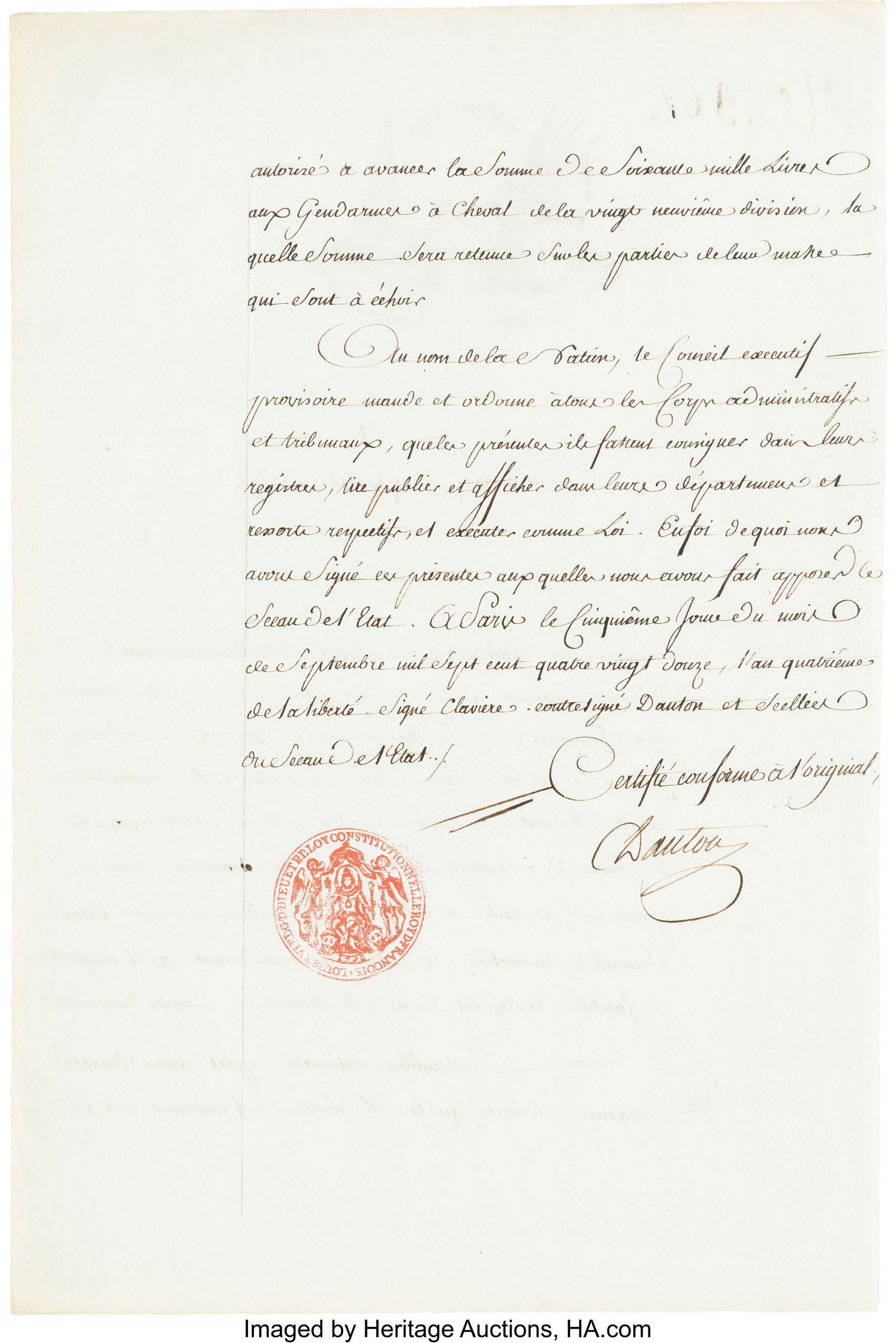 Georges Jacques Danton Signed Document Concernin (1 of 2)
