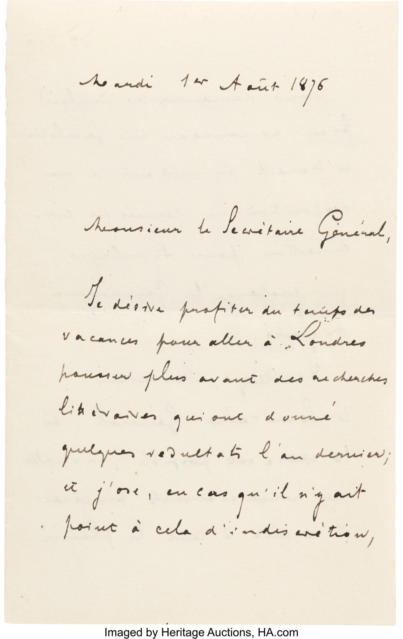 Stephane Mallarme Autograph Letter Signed. Thre (1 of 3)