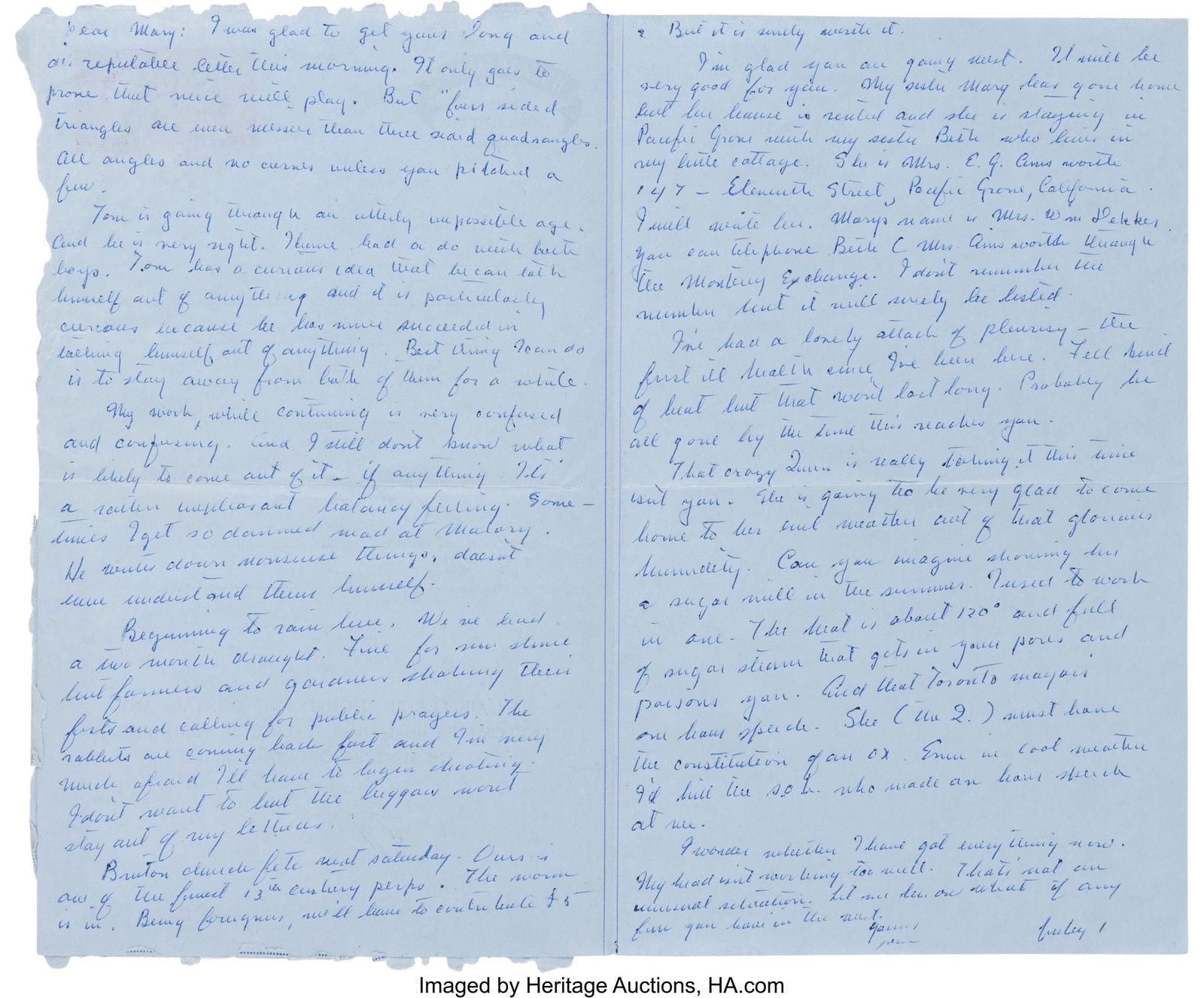 John Steinbeck Autograph Letter Signed Twice. Tw (1 of 2)