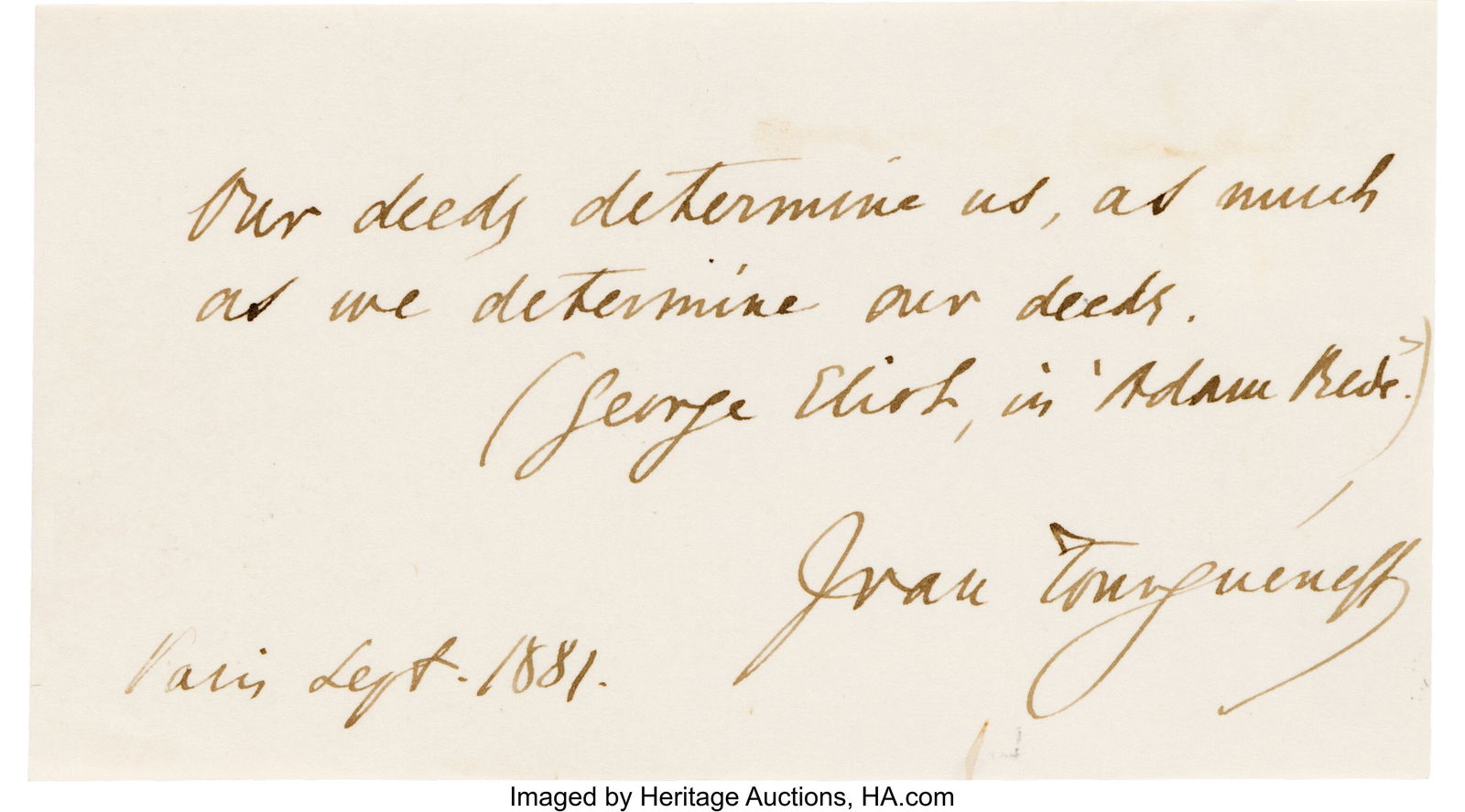 Ivan Turgenev Autograph Quote Signed. 4 3/8 x 2 (1 of 1)