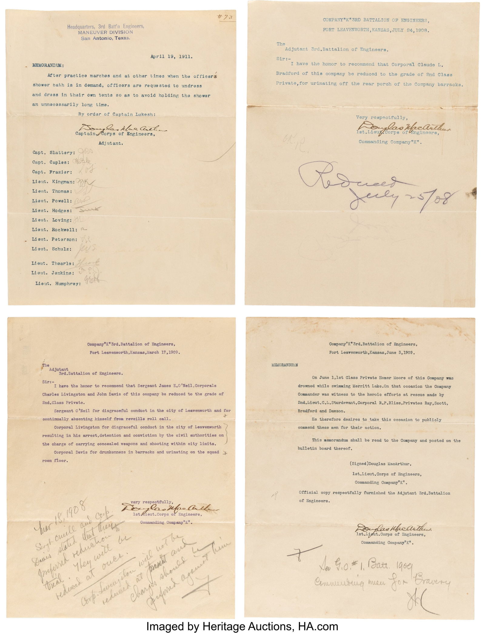 Douglas MacArthur Typed Letters Signed (4) with (1 of 3)