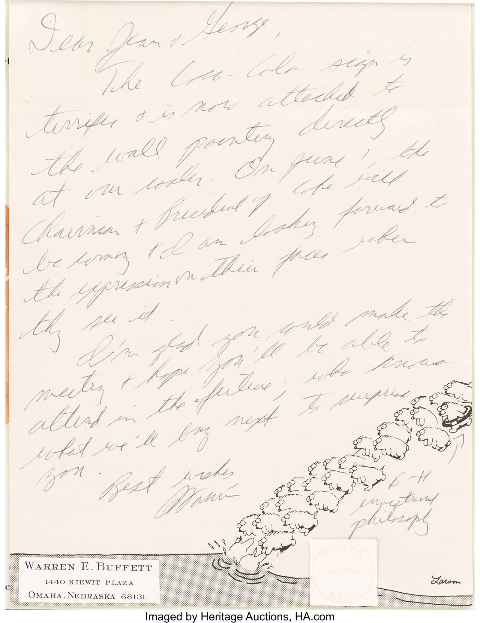 Warren Buffett Autograph Letter Signed with Anno (1 of 3)