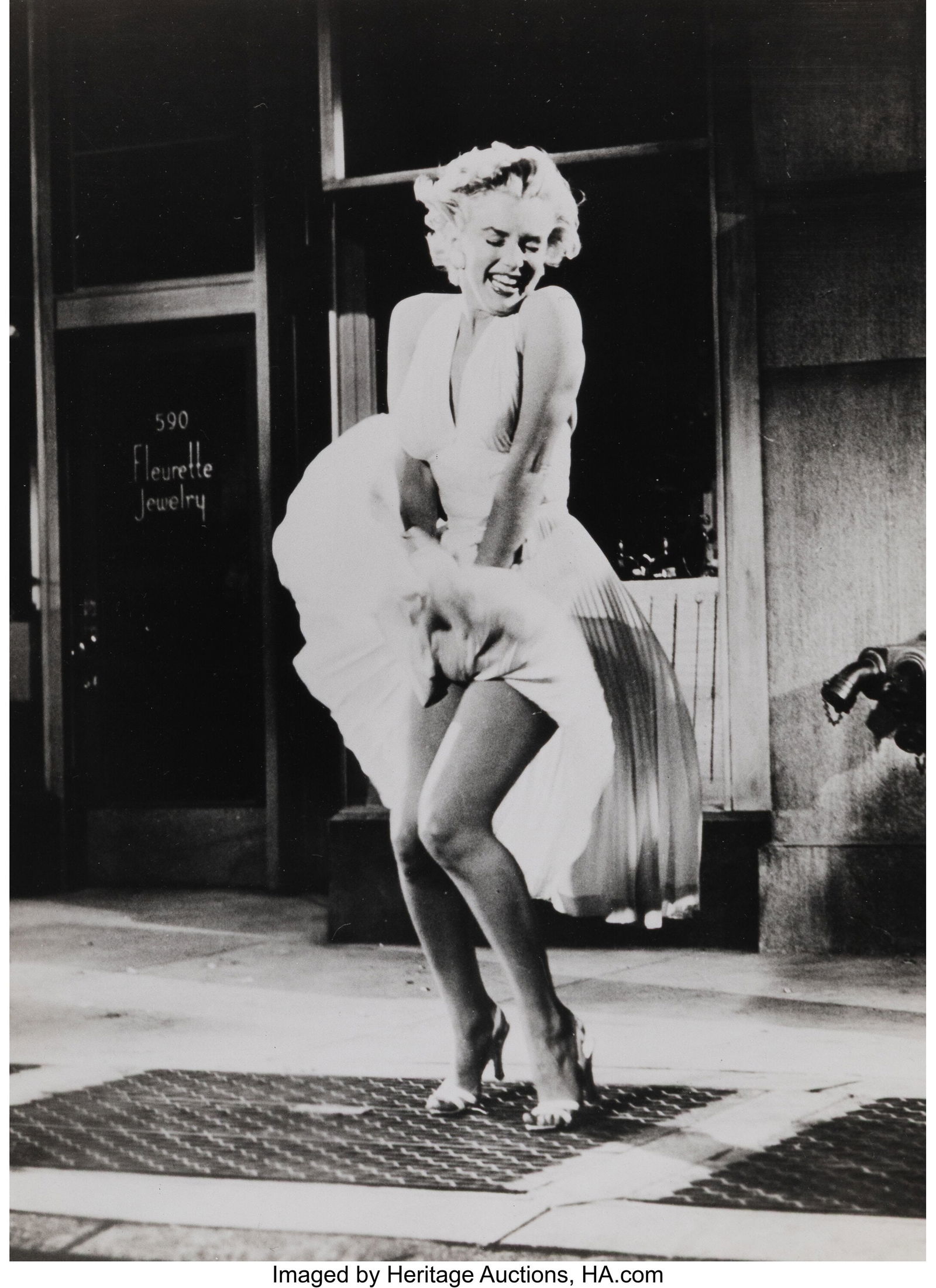 Sam Shaw (American, 1912-1999) Marilyn Monroe on: Sam Shaw (American, 1912-1999) Marilyn Monroe on Subway Grate (on the set of The Seven Year Itch), 1954 Gelatin silver print, printed later 13-1/4 x 9-1/4