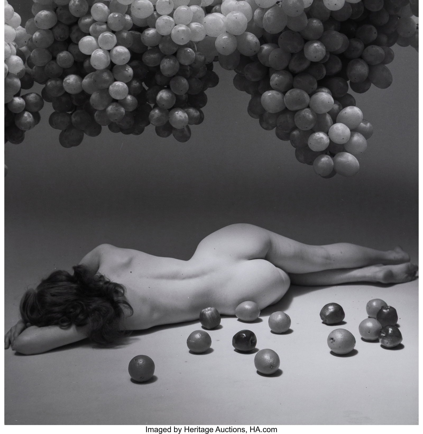 Andre De Dienes (Hungarian, 1913-1985) Nude with: Andre De Dienes (Hungarian, 1913-1985) Nude with Fruit, circa 1960s Gelatin silver print, ferrotyped 11 x 10-1/2 inches (27.9 x 26.7 cm) (i