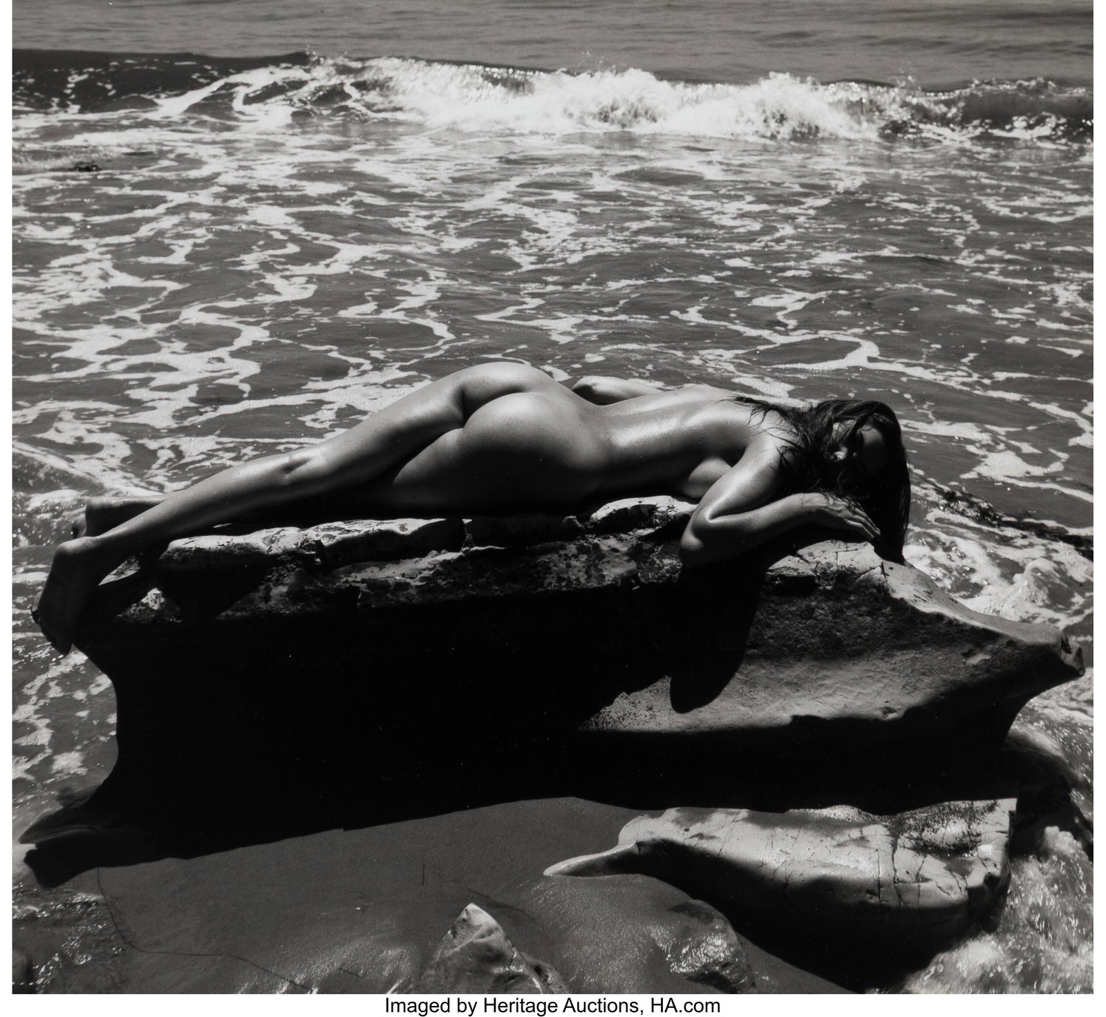 Andre De Dienes (Hungarian, 1913-1985) Nude Layi: Andre De Dienes (Hungarian, 1913-1985) Nude Laying Face Down on Rock, circa 1960s Gelatin silver print 8-1/2 x 9-1/2 inches (21.6 x 24.1 cm) &lpar