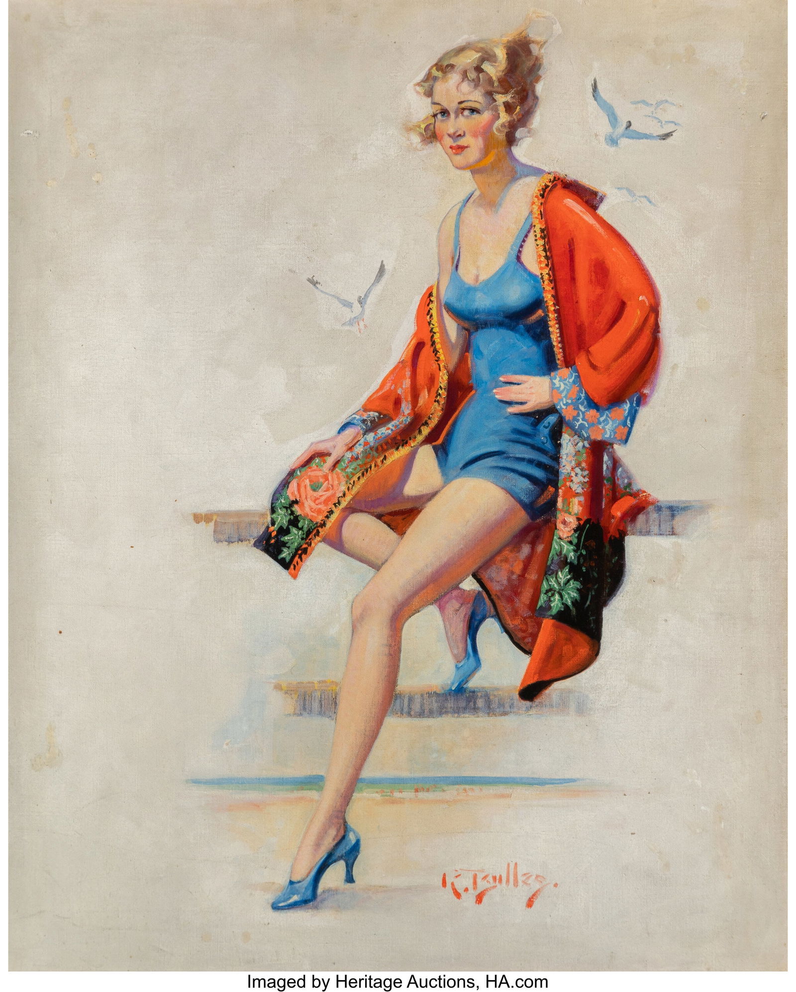 Reginald F. Bolles (American, 1860-1960) Beauty: Reginald F. Bolles (American, 1860-1960) Beauty by the Sea Oil on canvas 30 x 24 inches (76.2 x 61.0 cm) Signed lower center: R. Bolles The