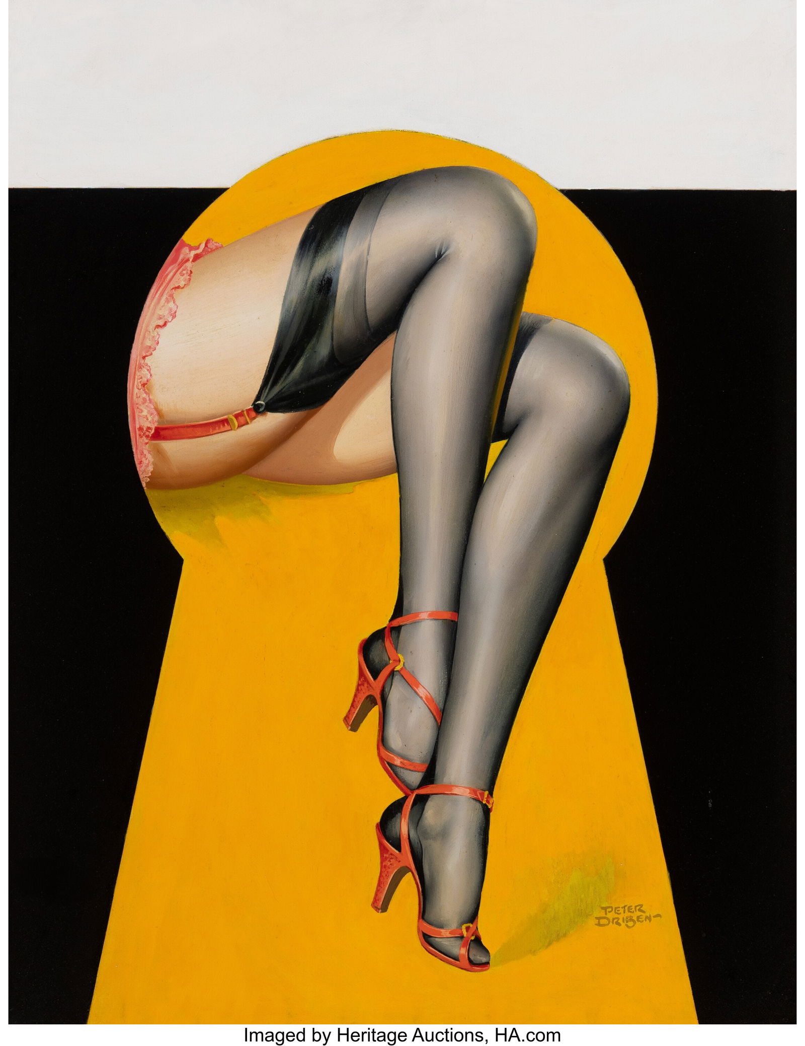 Peter Driben (American, 1902-1968) Through the K: Peter Driben (American, 1902-1968) Through the Keyhole, Whisper spicy pulp magazine cover, January 1953 Oil on board 35 x 27-1/4 inches (88.9 x 69.2