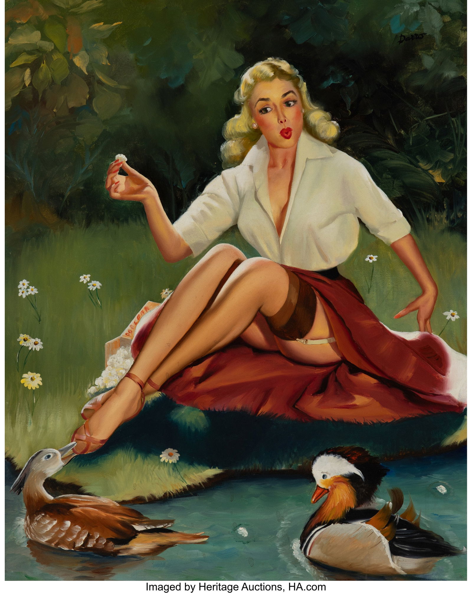 Peter Darro (American, 1917-1997) That's Quacker: Peter Darro (American, 1917-1997) That's Quackers! Oil on canvas 30 x 24 inches (76.2 x 61.0 cm) Signed upper right: Darro Artist Peter Darro,