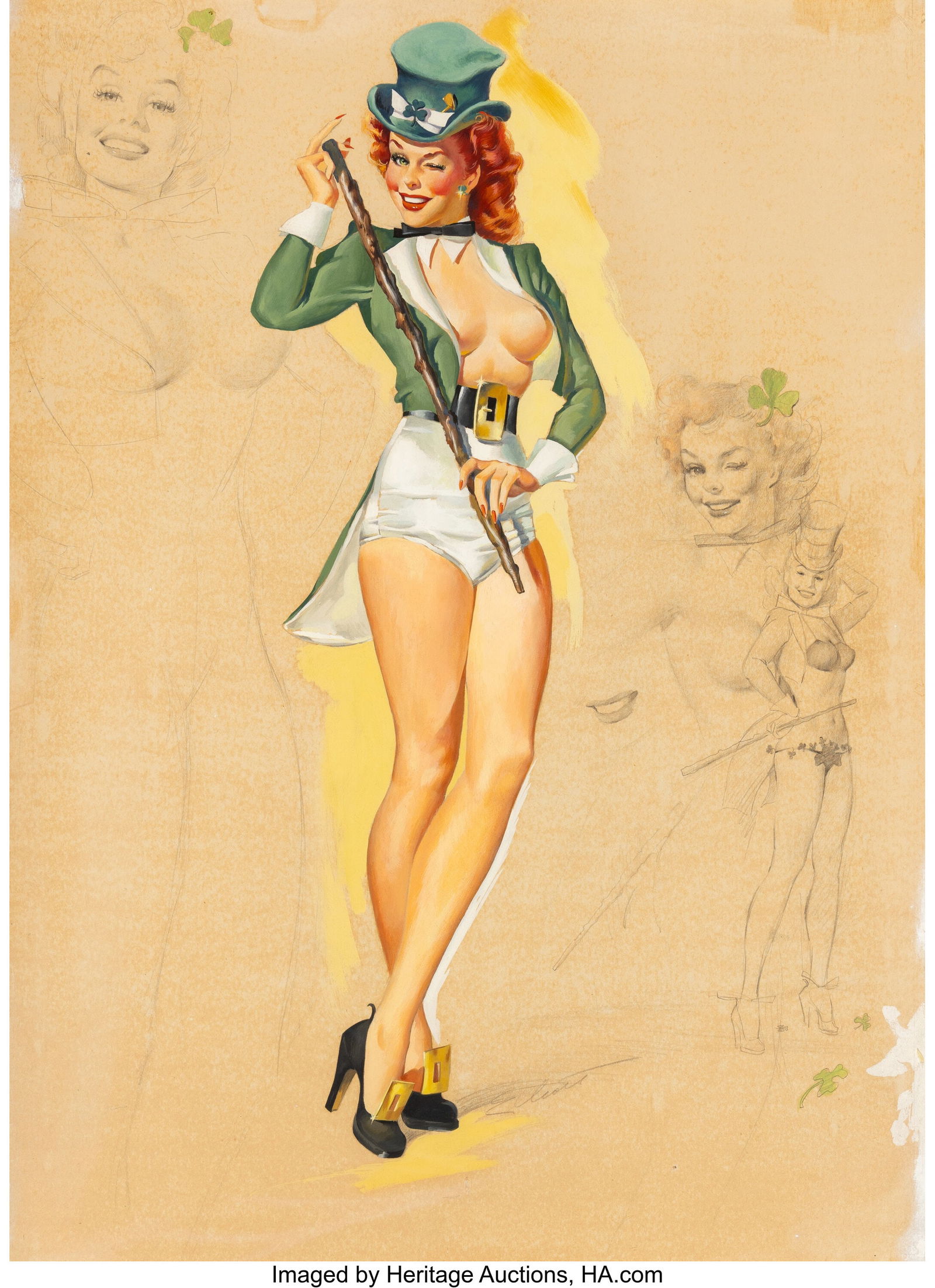 Freeman Elliot (American, 20th Century) I'm Not: Freeman Elliot (American, 20th Century) I'm Not as Green as I Look, March 1950 Gouache and pencil on paper 25 x 18 inches (63.5 x 45.7 cm) (sight&rpa