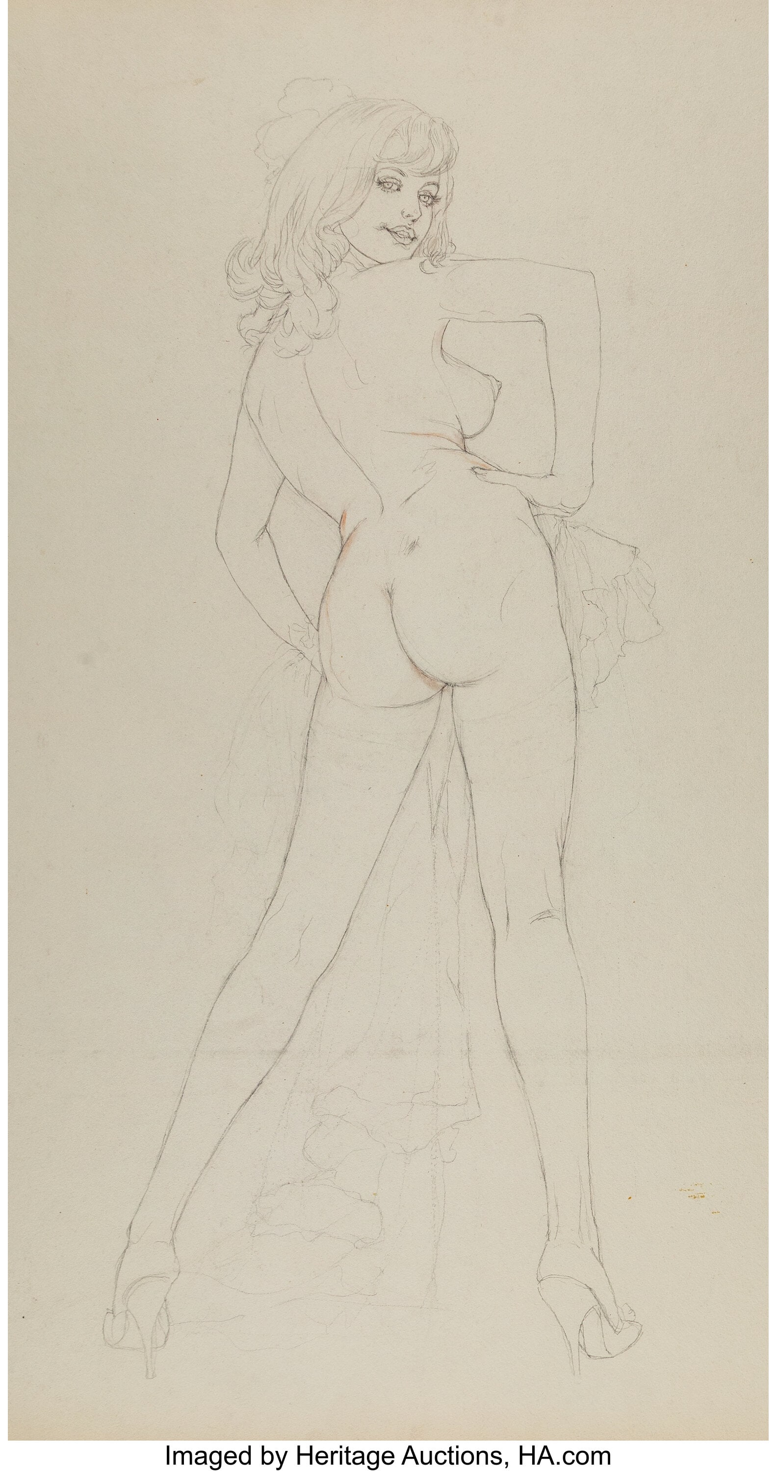 Alberto Vargas (Peruvian/American, 1896-1982) Nu: Alberto Vargas (Peruvian/American, 1896-1982) Nude in Heels Pencil on board 30 x 21-7/8 inches (76.2 x 55.6 cm) Not signed The Vargas Trust Collection H
