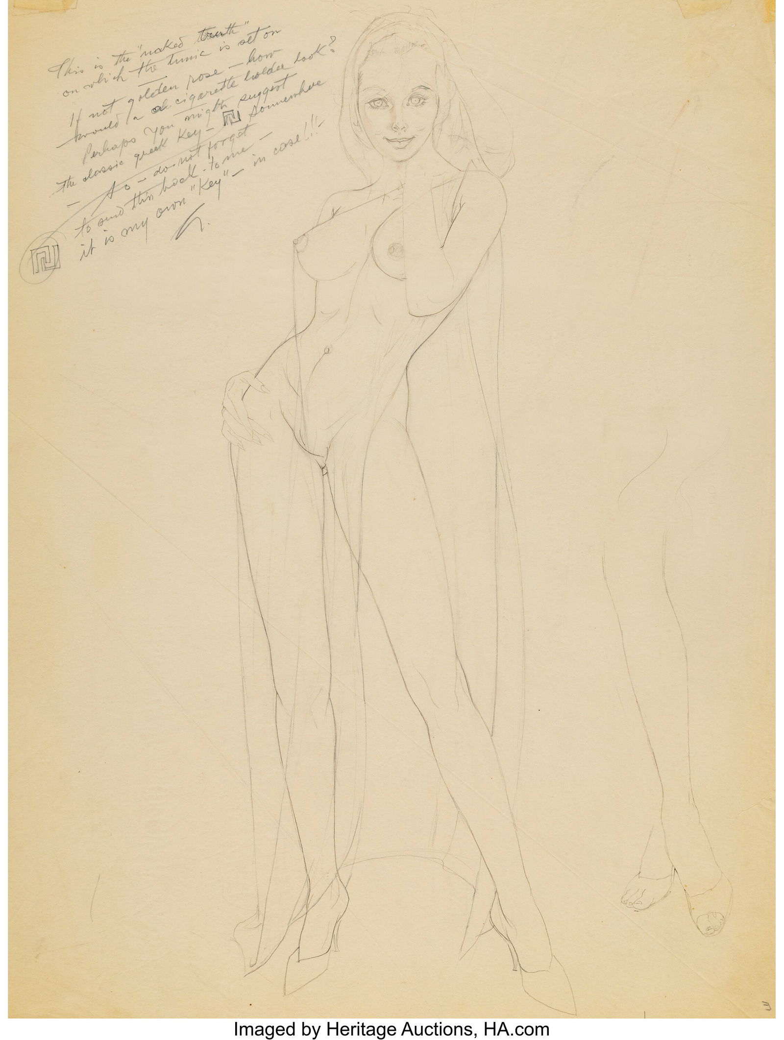 Alberto Vargas (Peruvian/American, 1896-1982) Na: Alberto Vargas (Peruvian/American, 1896-1982) Naked Truth Pencil on tracing paper 23-1/2 x 18-1/2 inches (59.7 x 47.0 cm) (sheet) Not sign