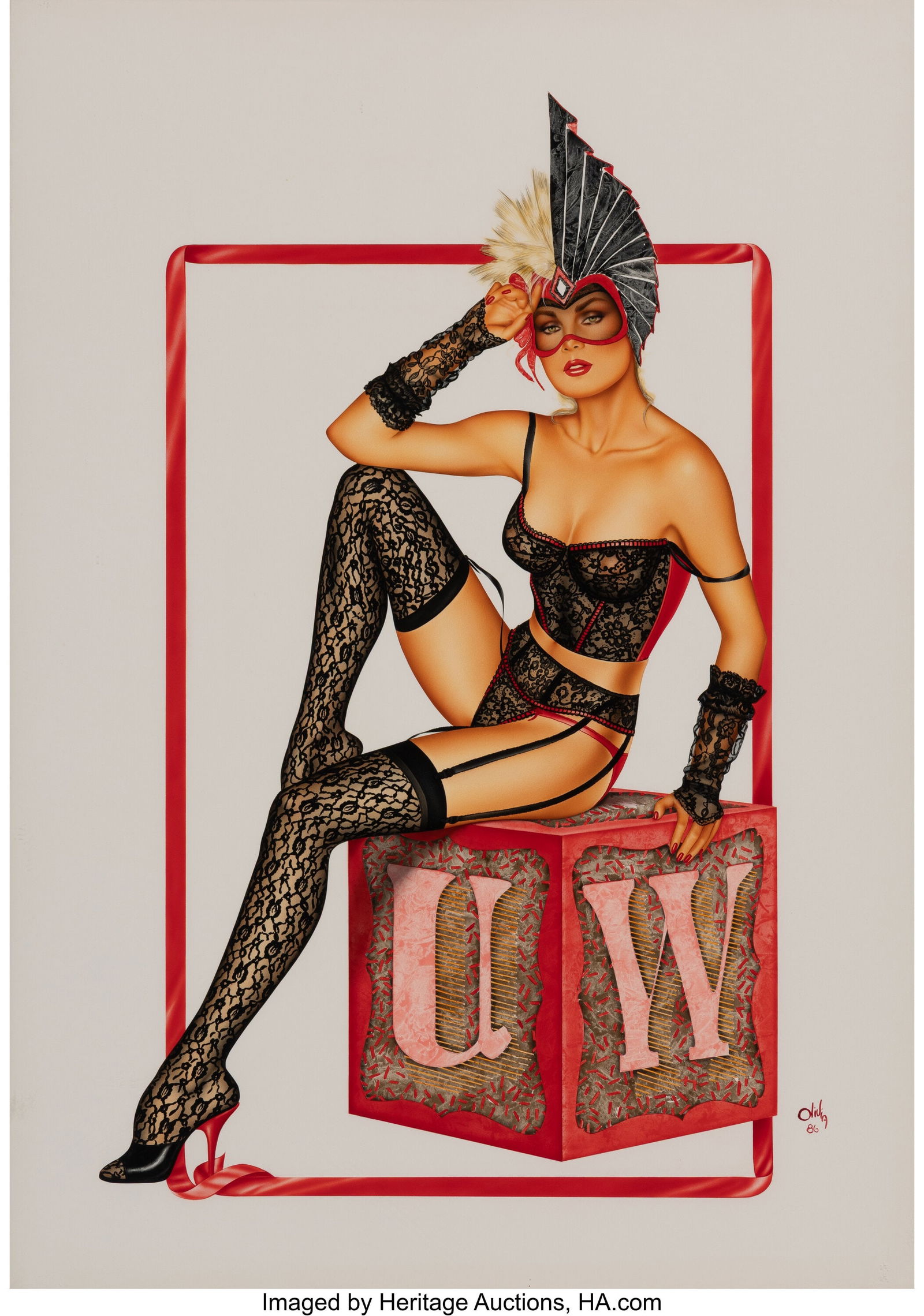 Olivia De Berardinis (American, b. 1948) Just fo: Olivia De Berardinis (American, b. 1948) Just for Play, UndercoverWear Holiday Look Book interior, 1986 Watercolor on board 33-1/2 x 23-1/2 inches (85&p