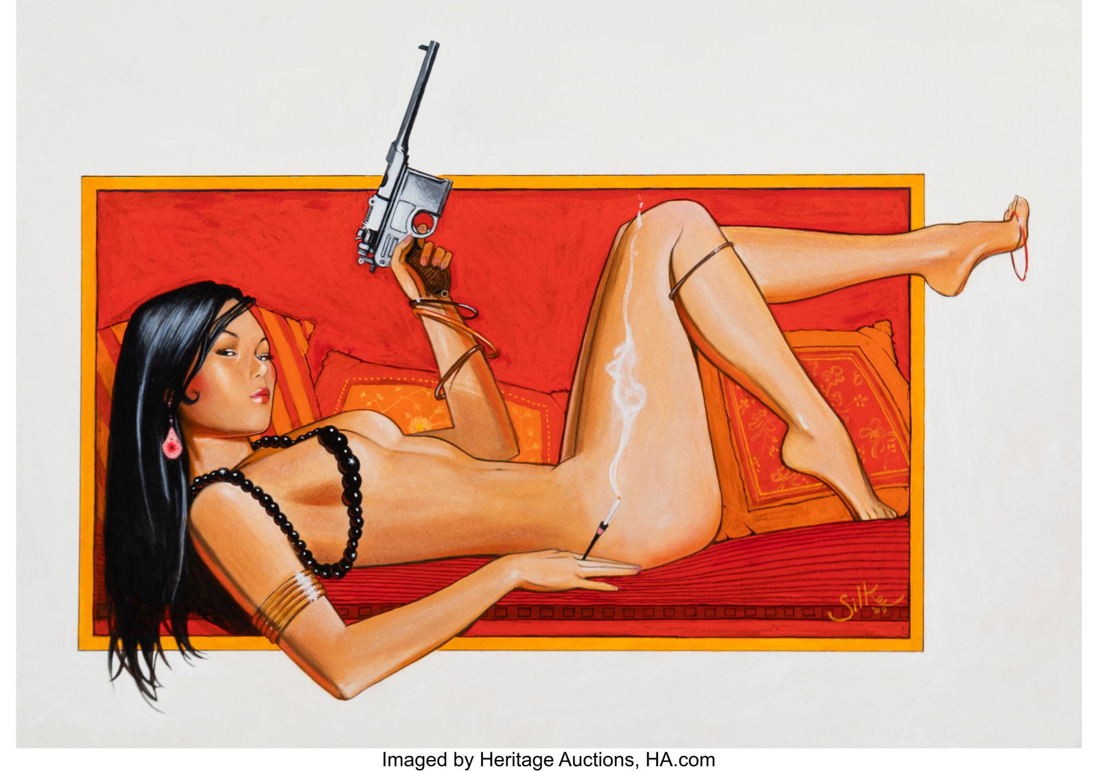 Jim Silke (American, 1931-2025) Date with Death,: Jim Silke (American, 1931-2025) Date with Death, 2009 Mixed media on paper 15-1/4 x 21-1/4 inches (38.7 x 54.0 cm) (sheet) Signed and da