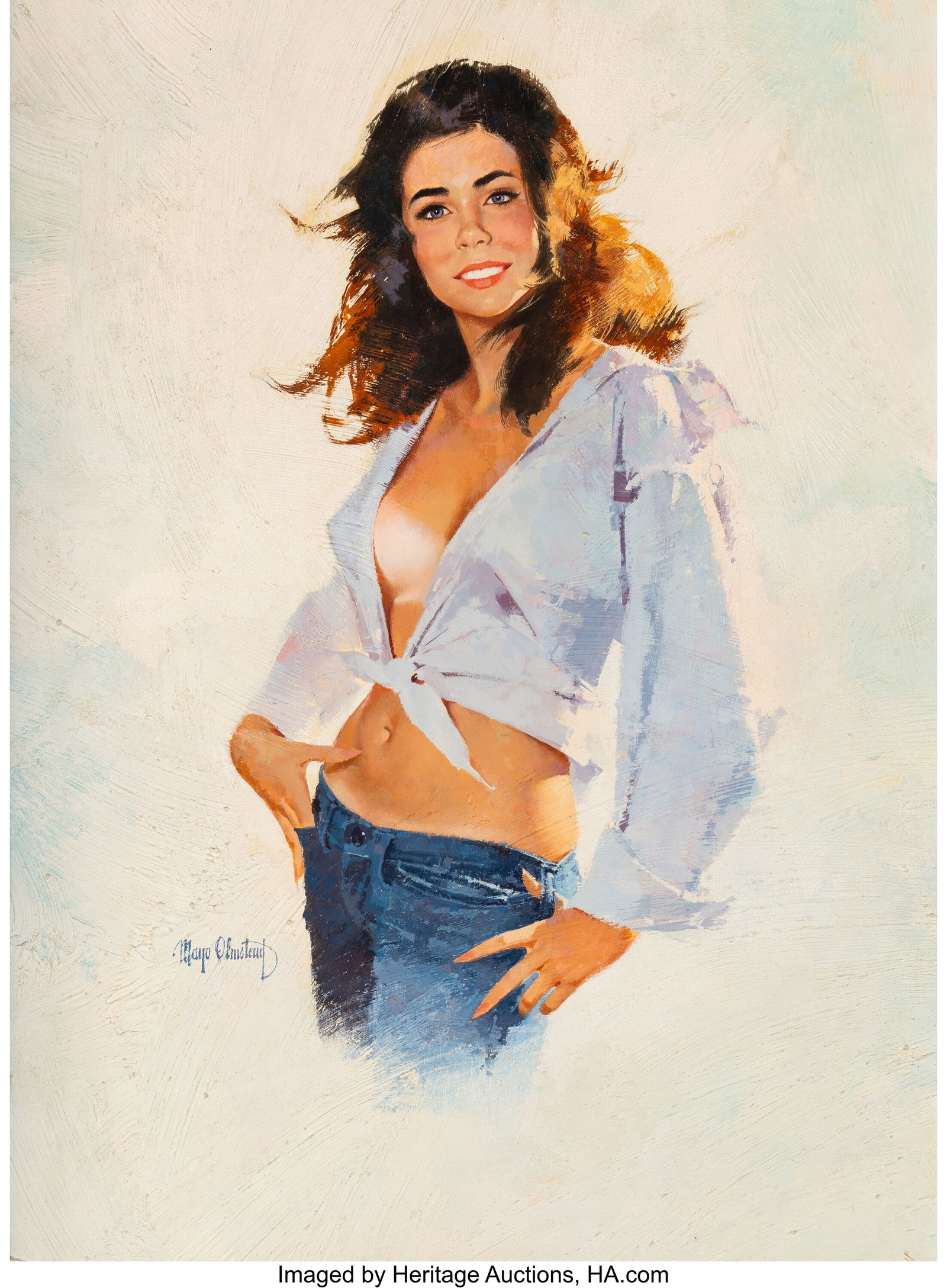 Mayo Olmstead (American, 1925-2004) Hi, There! G: Mayo Olmstead (American, 1925-2004) Hi, There! Gouache and tempera on board 25-1/4 x 18-5/8 inches (64.1 x 47.3 cm) Signed lower left: