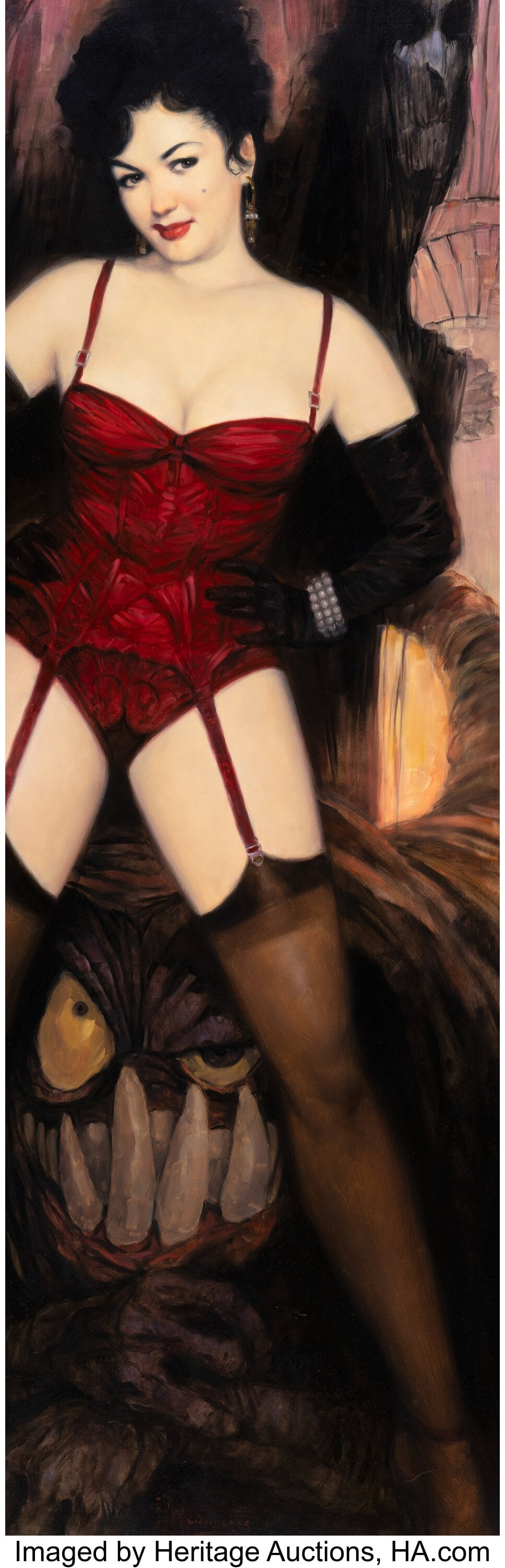 Richard Williams (American, 20th Century) Sultry: Richard Williams (American, 20th Century) Sultry Brunette, 2015 Oil on canvas 60 x 30 inches (152.4 x 76.2 cm) Signed and dated lower center: RA Wil