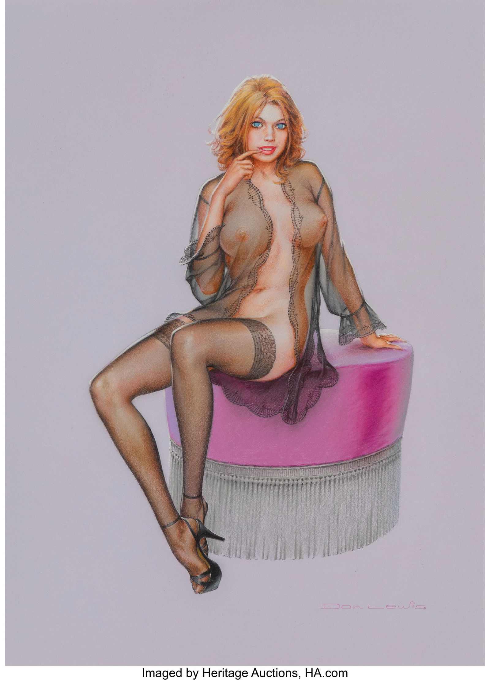 Don Lewis (American, 1933-2010) Governor, Will I: Don Lewis (American, 1933-2010) Governor, Will I See You Next Month? Gouache on board 18-1/2 x 13 inches (47.0 x 33.0 cm) (sight) Sign