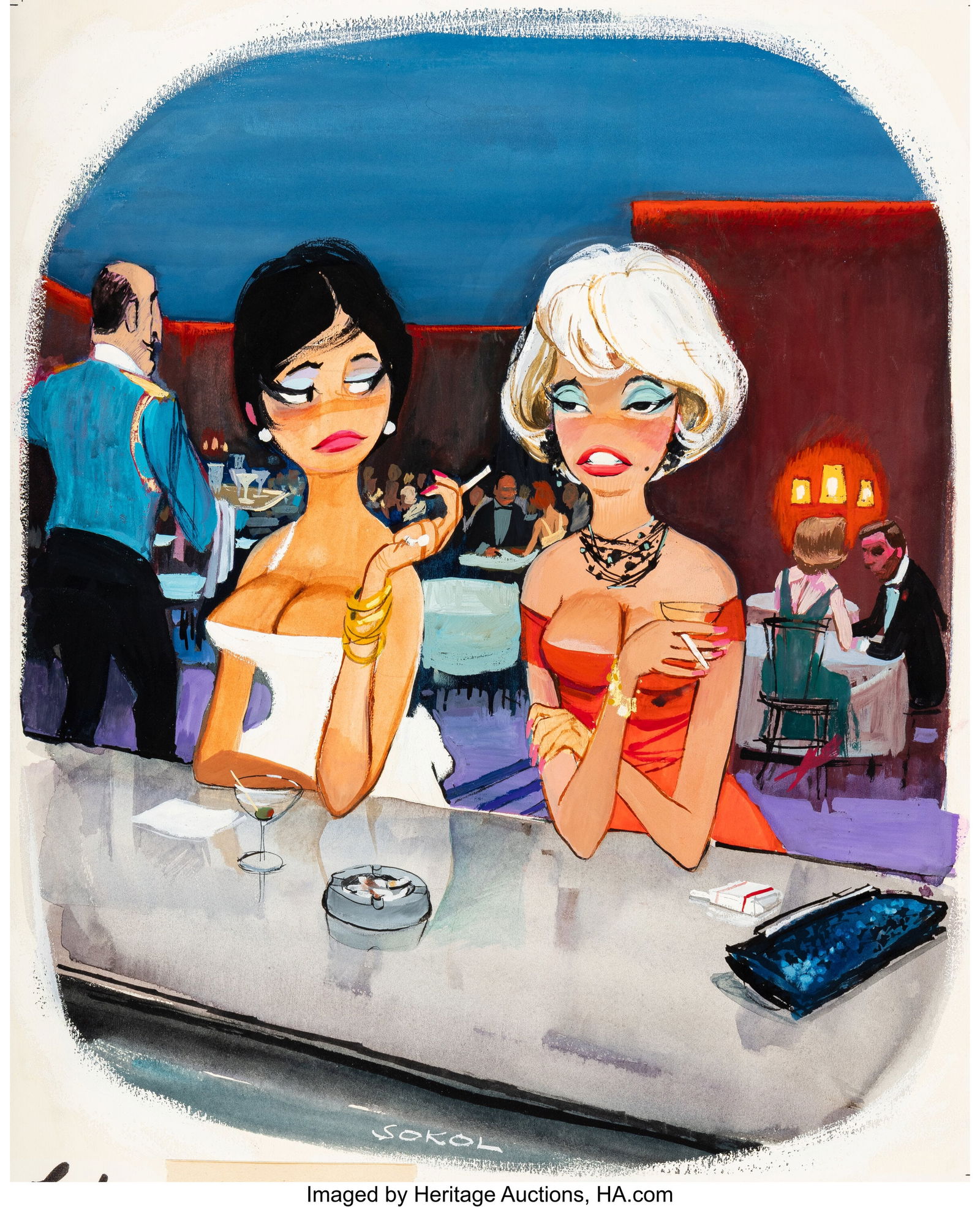 Erich Sokol (American, 1933-2003) Sometimes I Th: Erich Sokol (American, 1933-2003) Sometimes I Think I'd Like to Move..., Playboy cartoon, March 1960 Gouache on board 20 x 15 inches (50.8