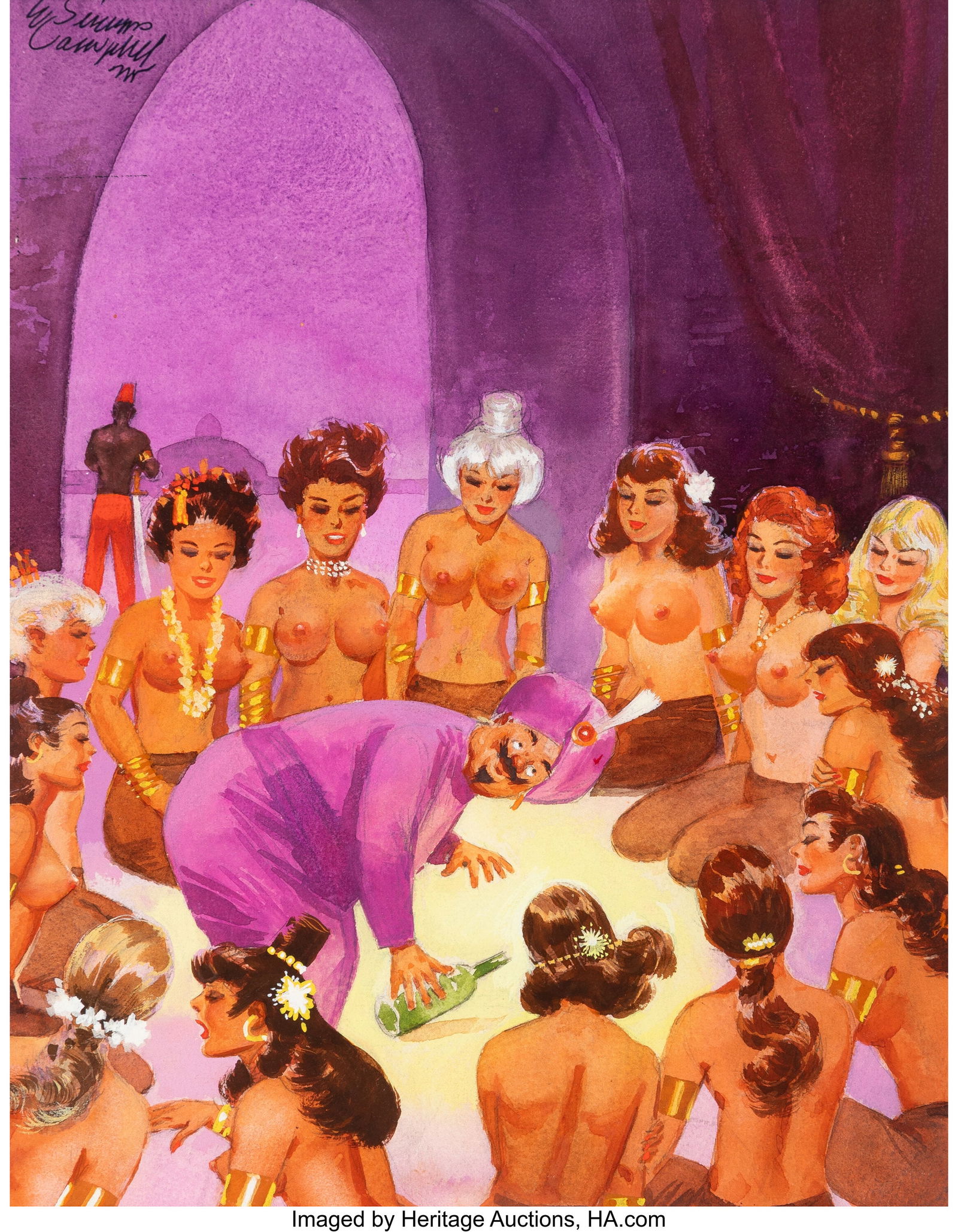 Elmer Simms Campbell (American, 1906-1971) Deep: Elmer Simms Campbell (American, 1906-1971) Deep Down He's Just a Goddamn Kid, Playboy cartoon, November 1963 Watercolor and pencil on board 16-3/4 x 13 inches (42&